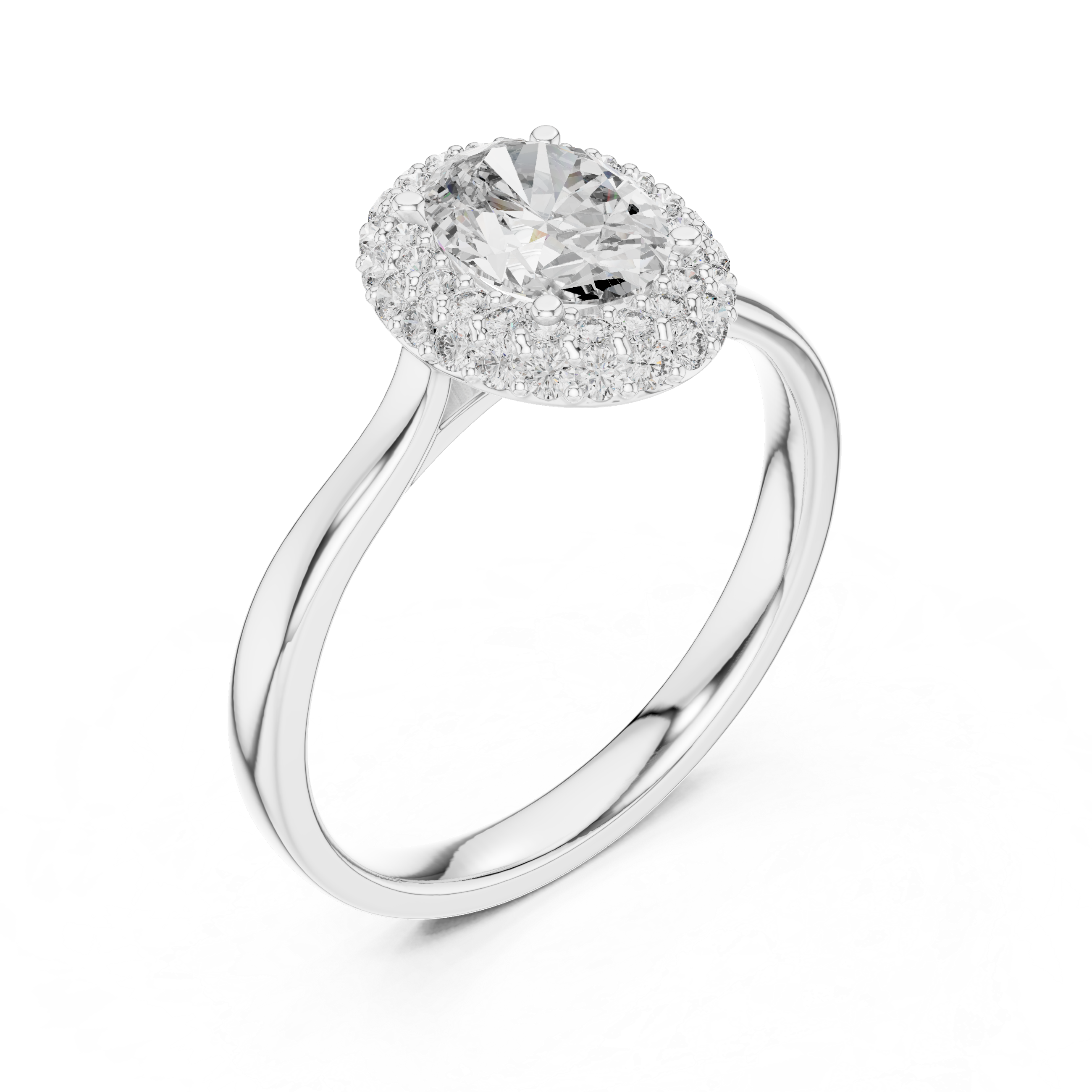 Classic Oval Lab-Grown Diamond Halo Ring with Cathedral Setting in Silver