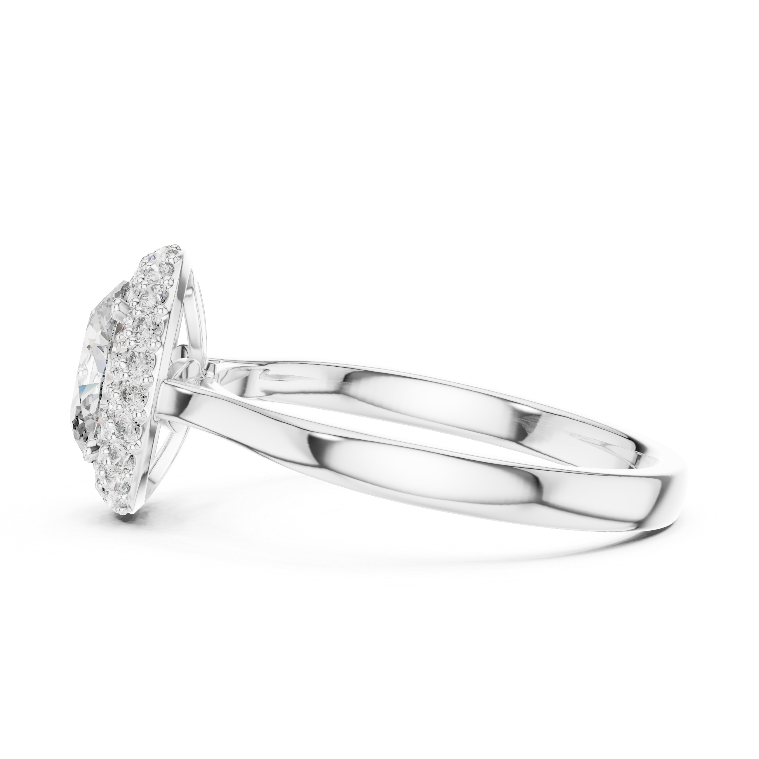 Classic Oval Lab-Grown Diamond Halo Ring with Cathedral Setting in Silver