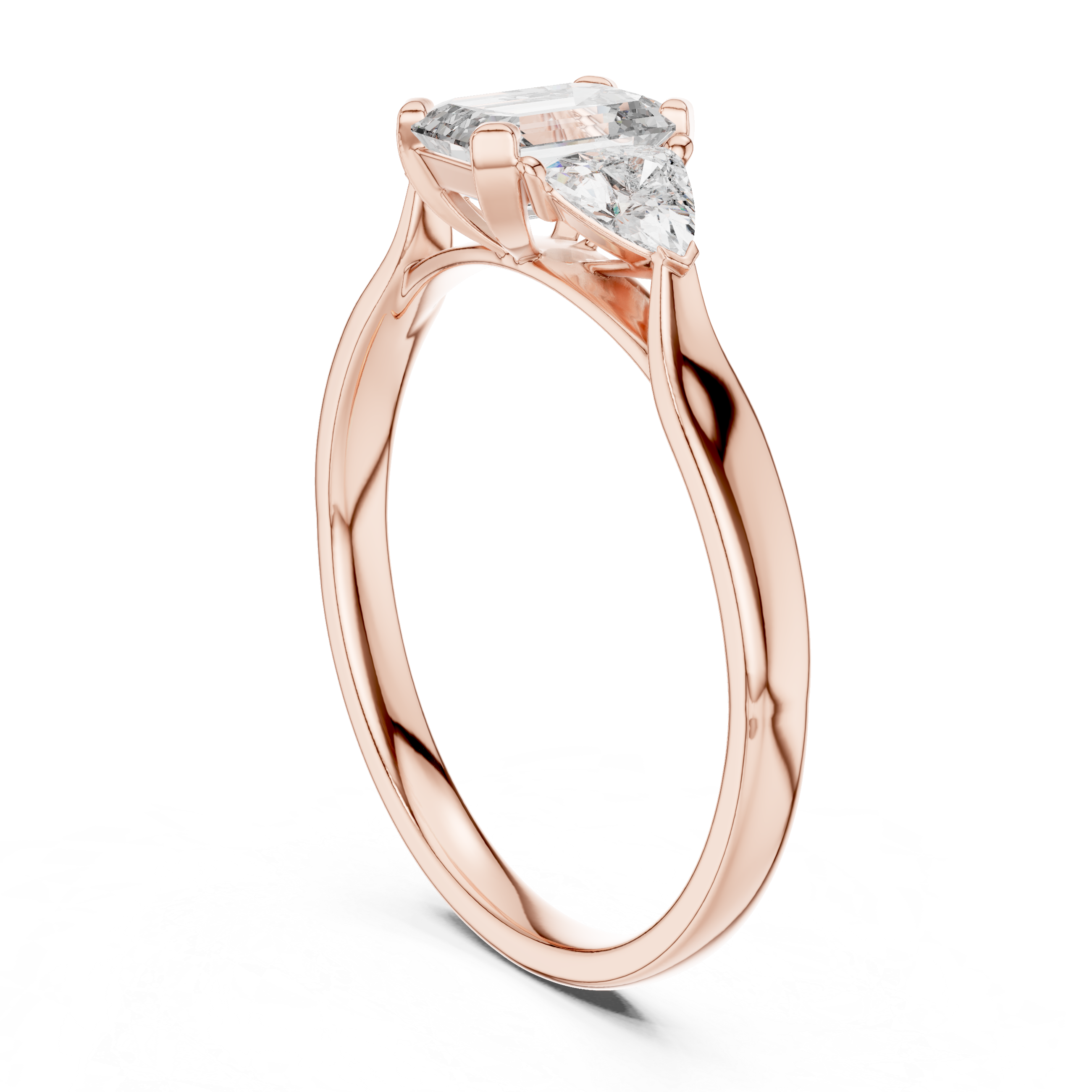 Emerald & Trillion Cut Lab-Diamond Trilogy Ring (925 Silver)