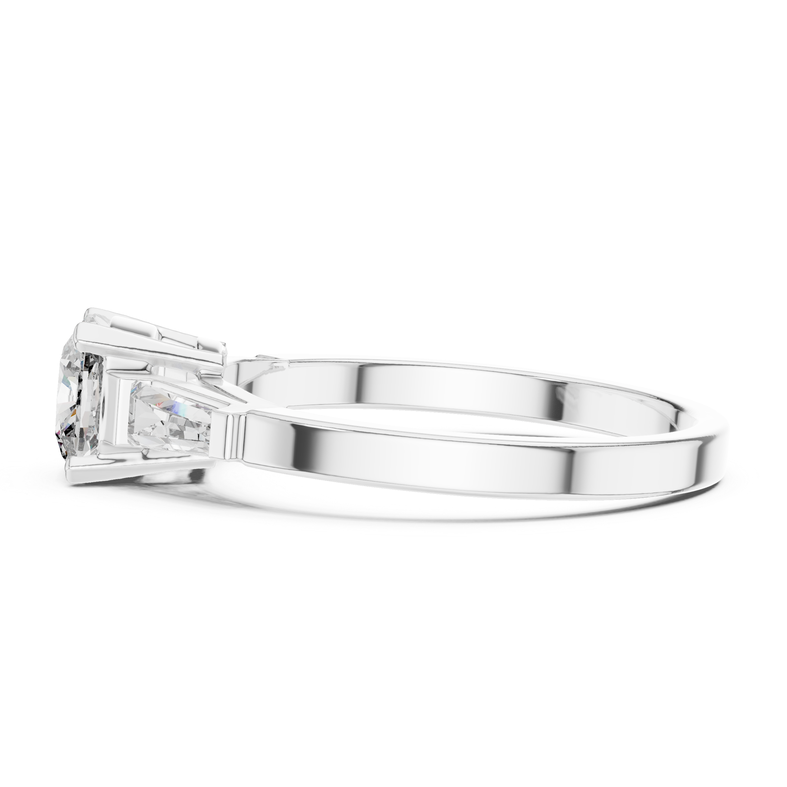 Cushion & Tapered Baguette Lab-Diamond Trilogy Ring (925 Silver)