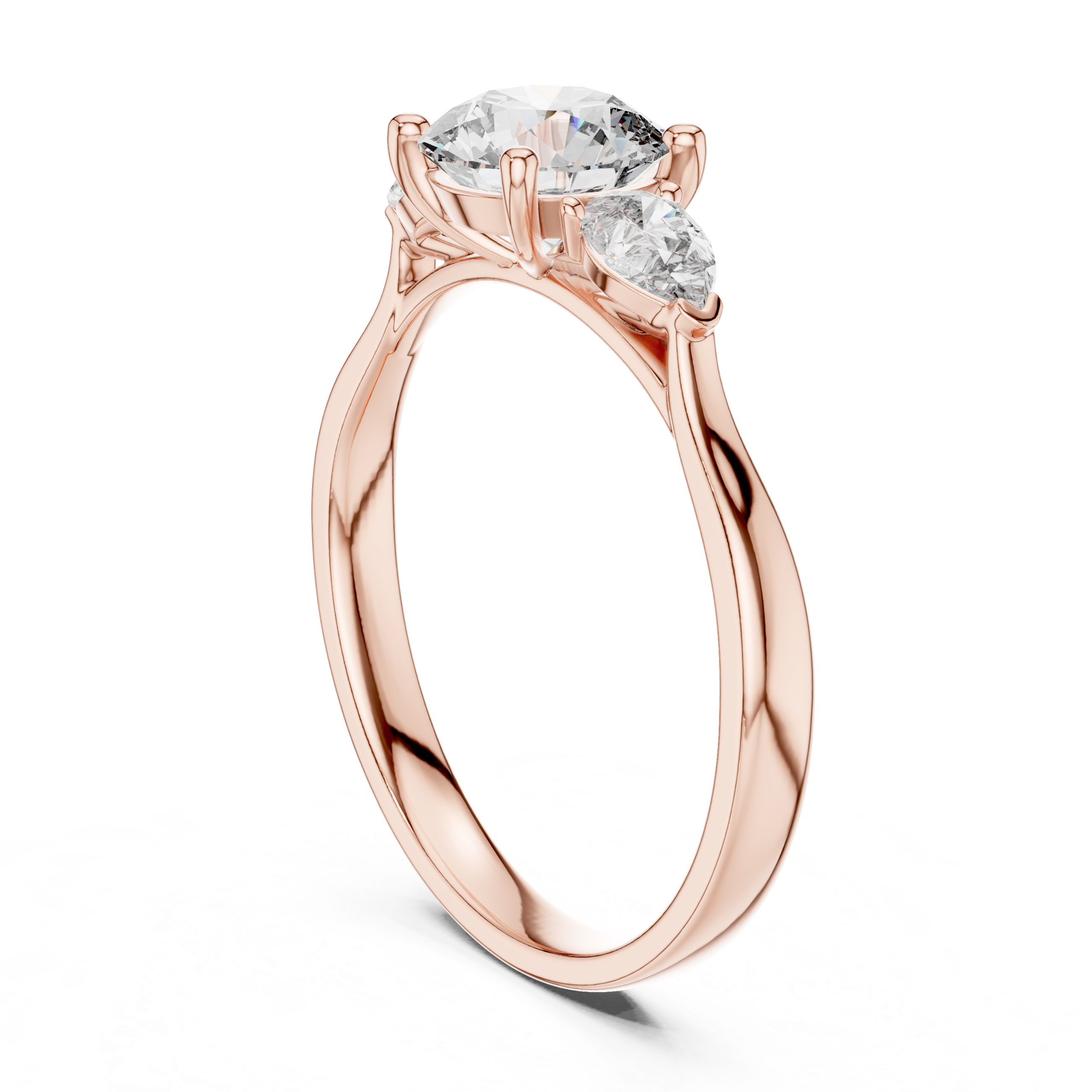 Geometric Cushion & Baguette Three-Stone Silver Ring