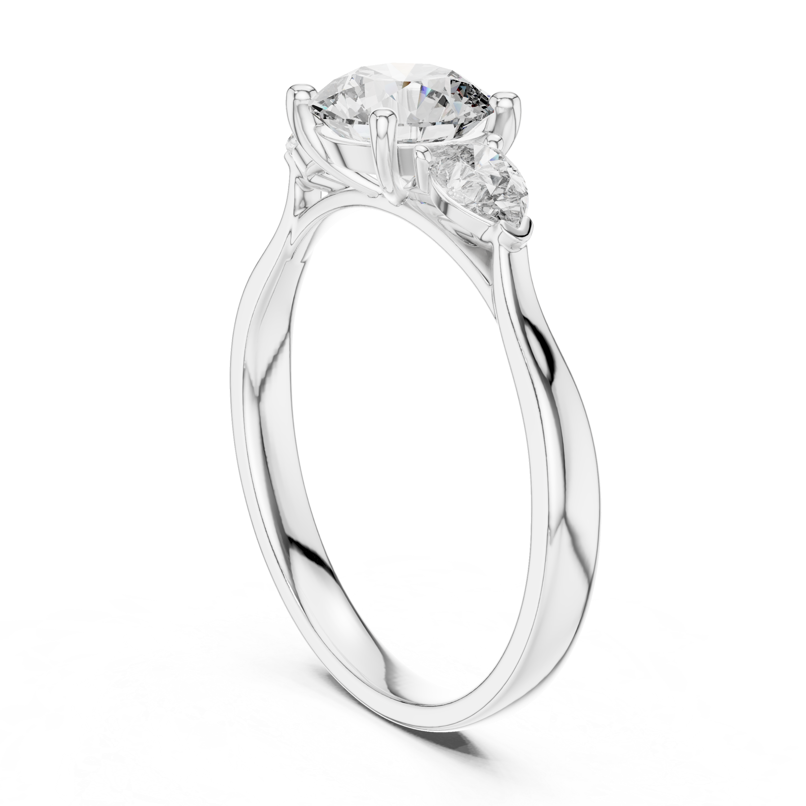 Geometric Cushion & Baguette Three-Stone Silver Ring