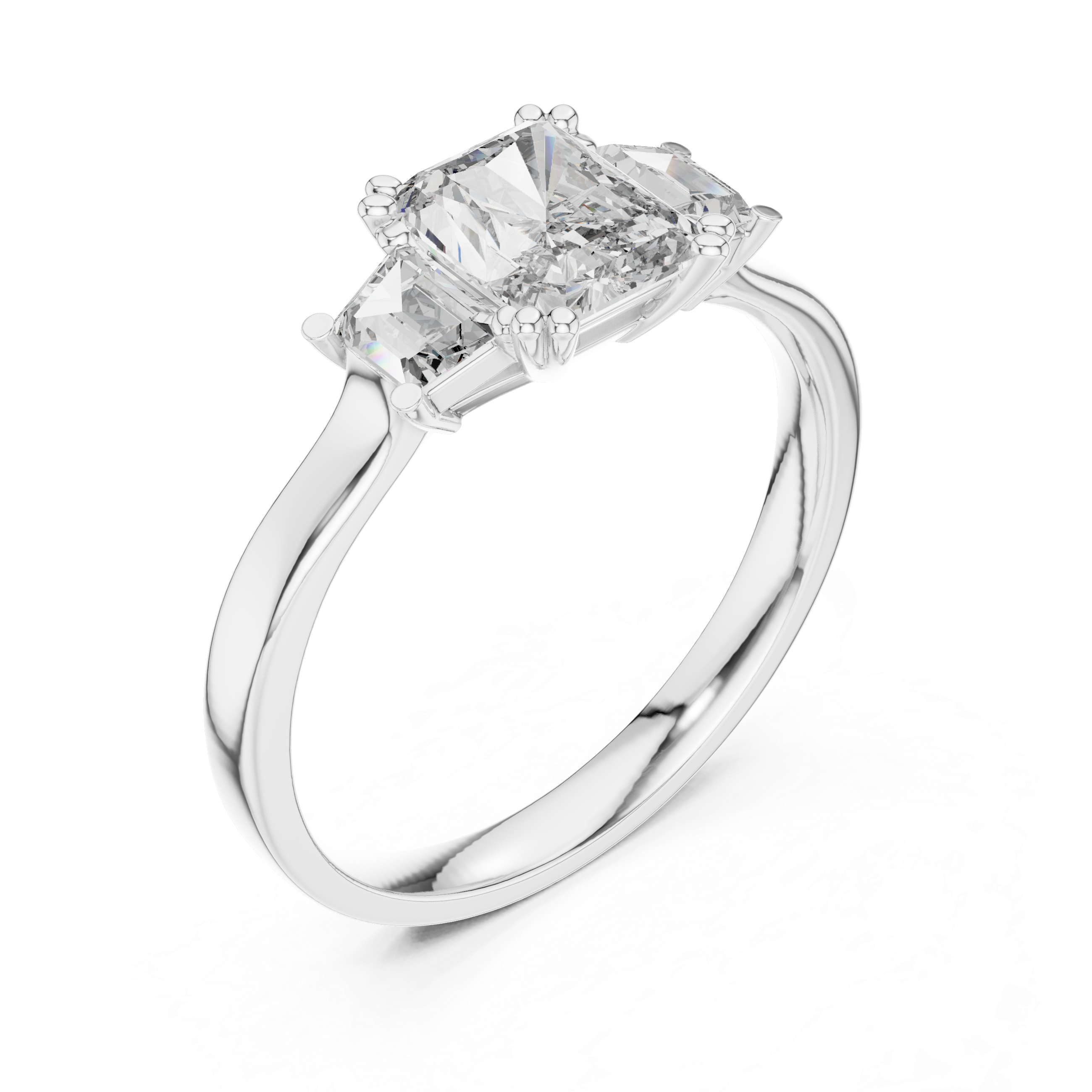 Lab-Diamond Trilogy Ring in Polished Sterling Silver