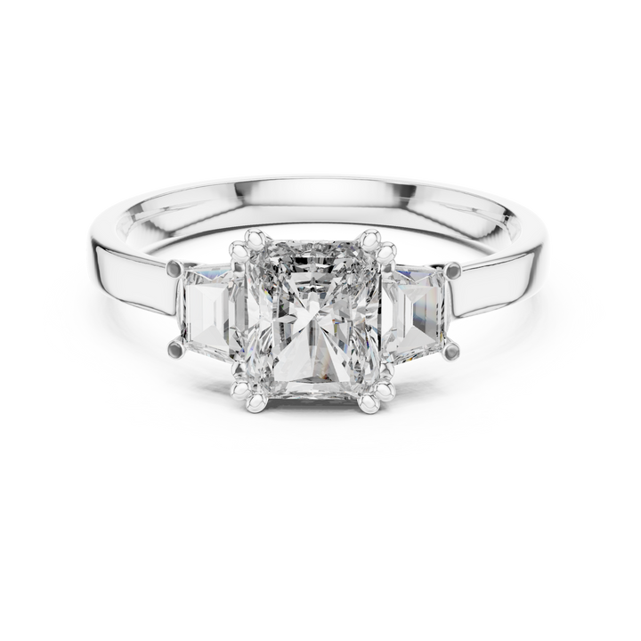 Lab-Diamond Trilogy Ring in Polished Sterling Silver