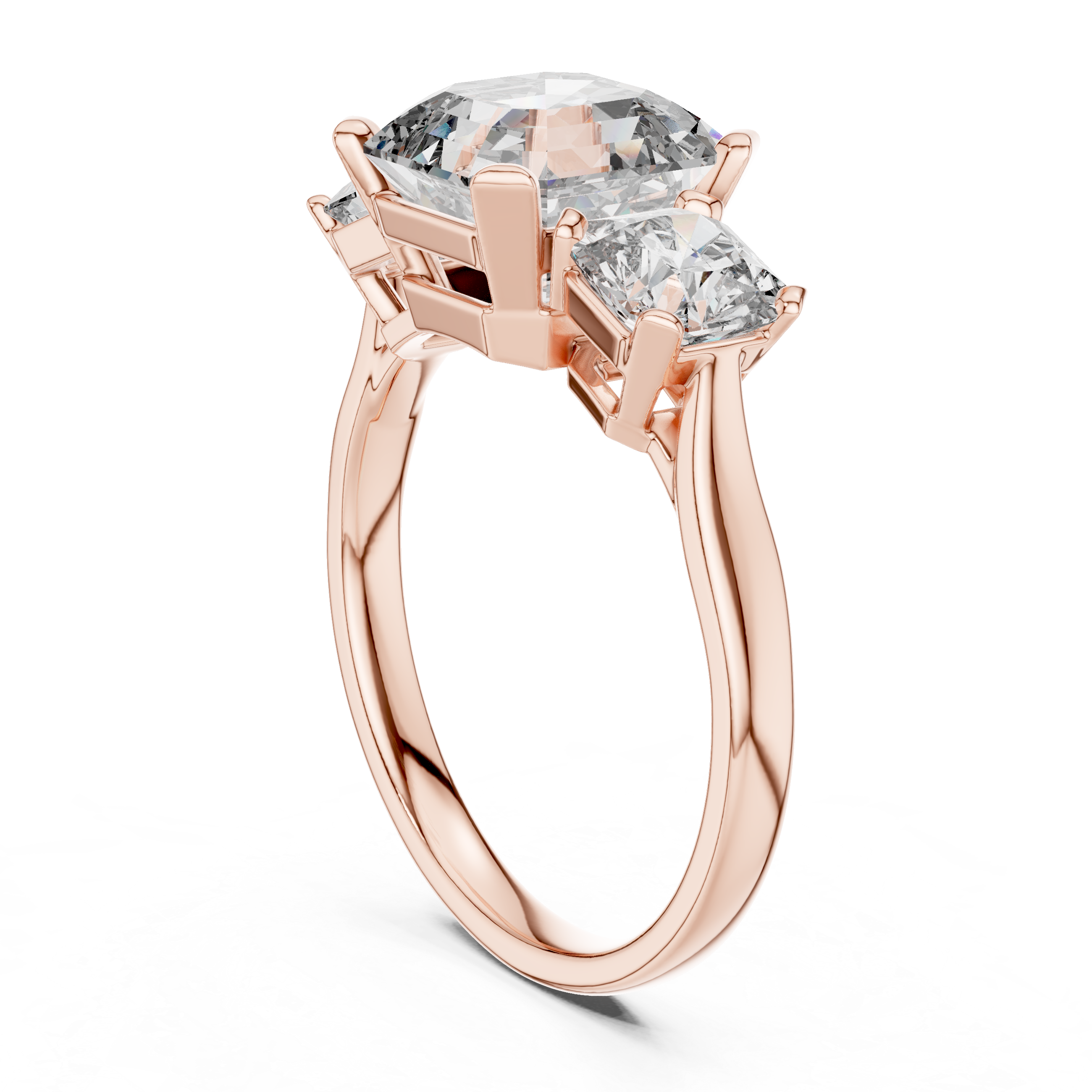 Radiant Trio: Asscher-Cut Lab-Grown Diamond Three-Stone Ring in Sterling Silver