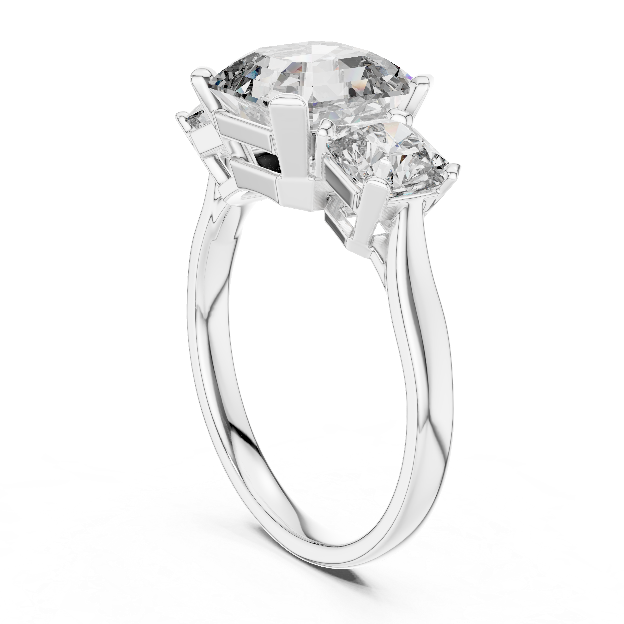 Radiant Trio: Asscher-Cut Lab-Grown Diamond Three-Stone Ring in Sterling Silver