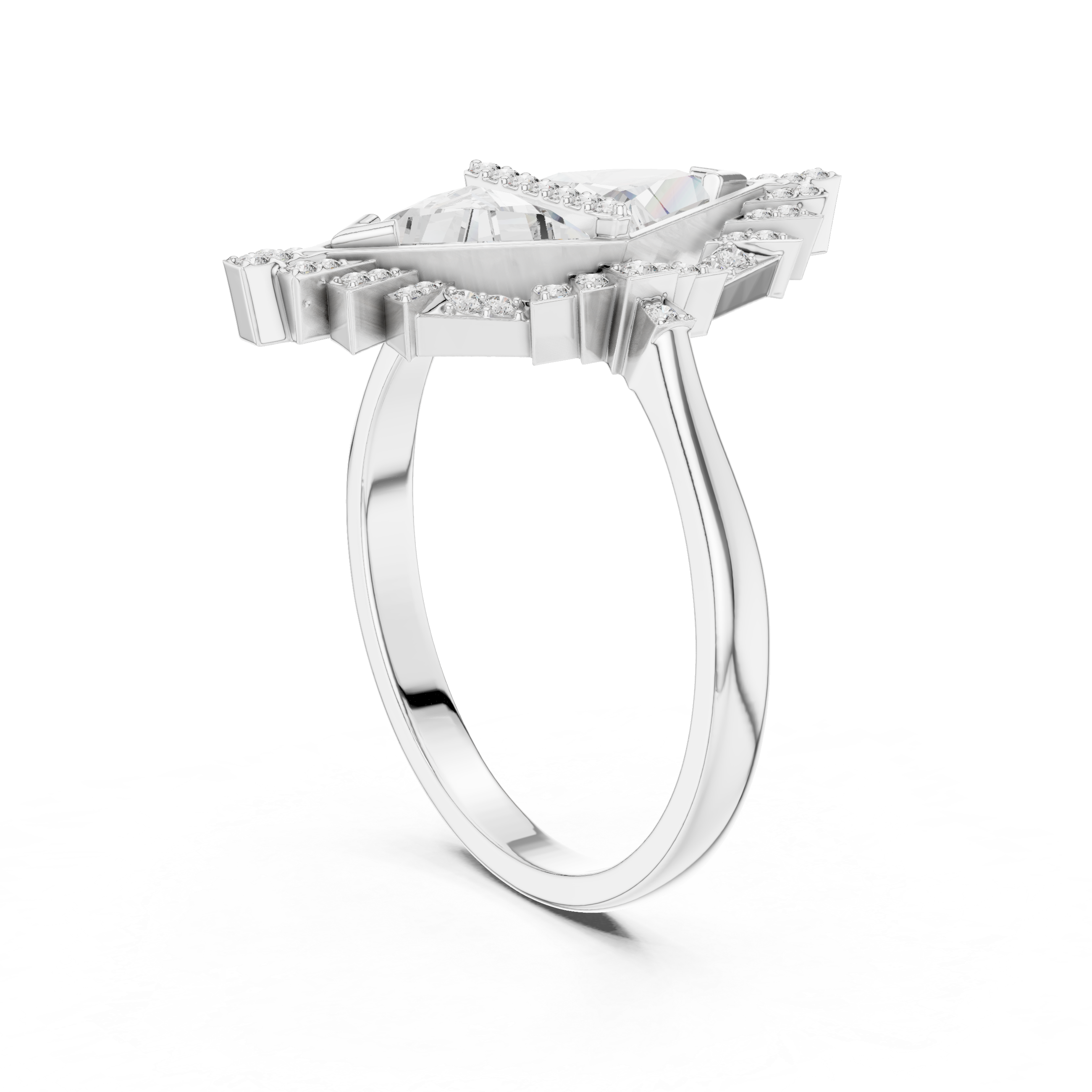 Exquisite Asscher Cut Lab-Grown Diamond Ring in  Silver