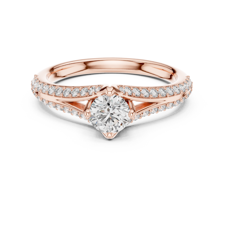 Classic Round Brilliant Lab-Grown Diamond Ring with Pavé Split Shank