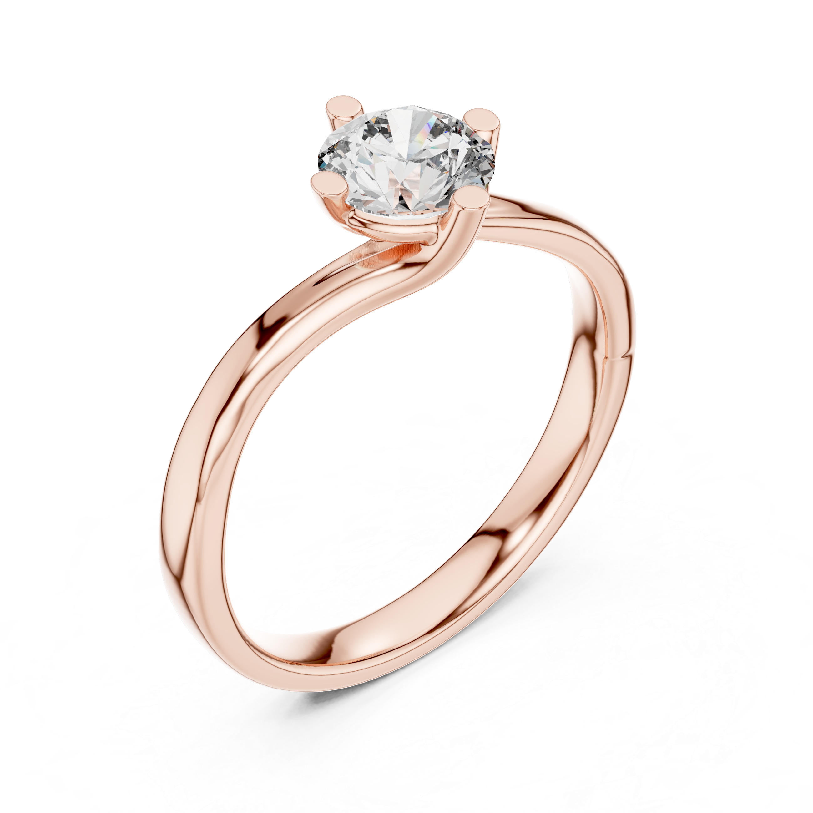 Round Cut Lab Grown Diamond "Twist" Bypass Engagement Ring – 925 Sterling Silver