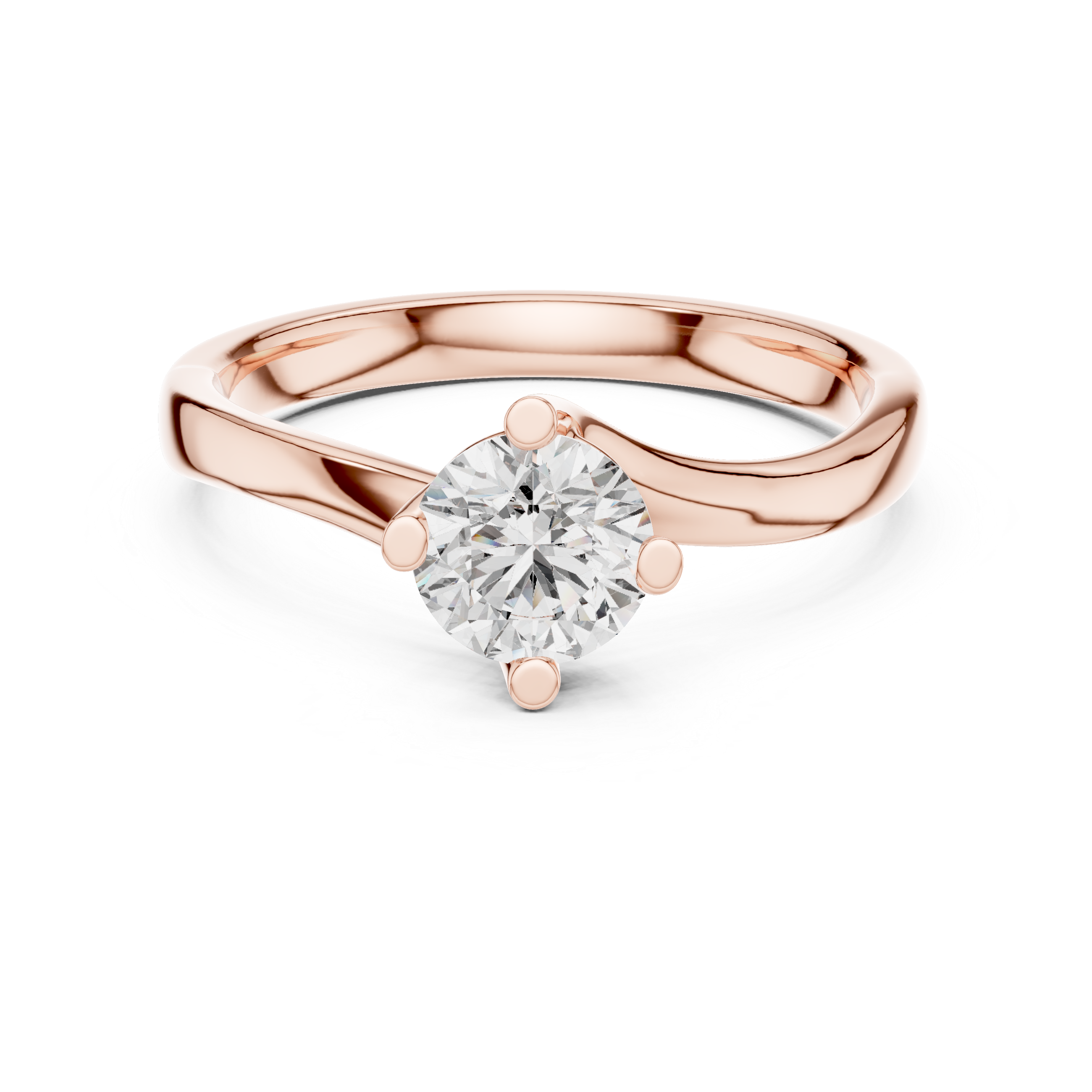 Round Cut Lab Grown Diamond "Twist" Bypass Engagement Ring – 925 Sterling Silver