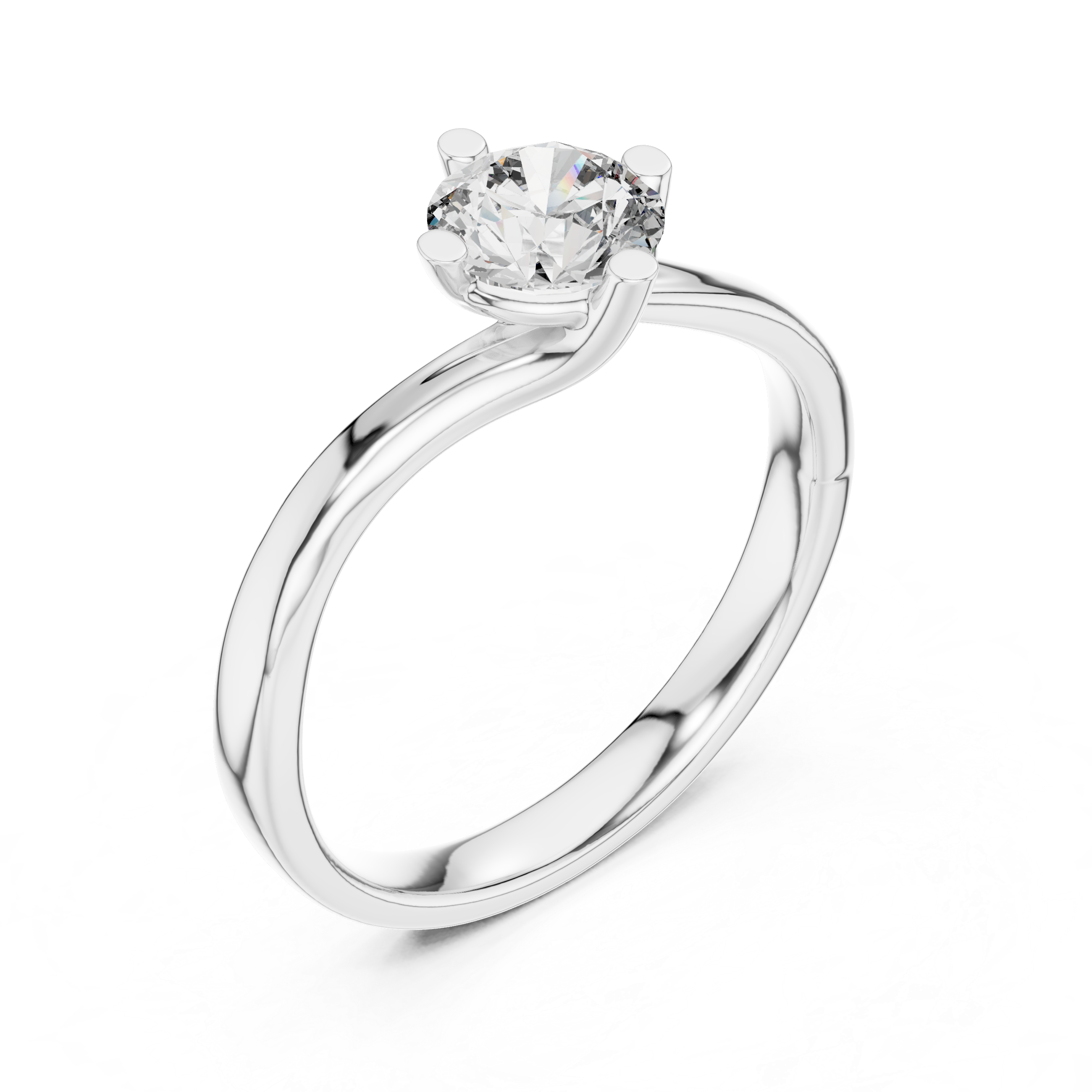 Round Cut Lab Grown Diamond "Twist" Bypass Engagement Ring – 925 Sterling Silver