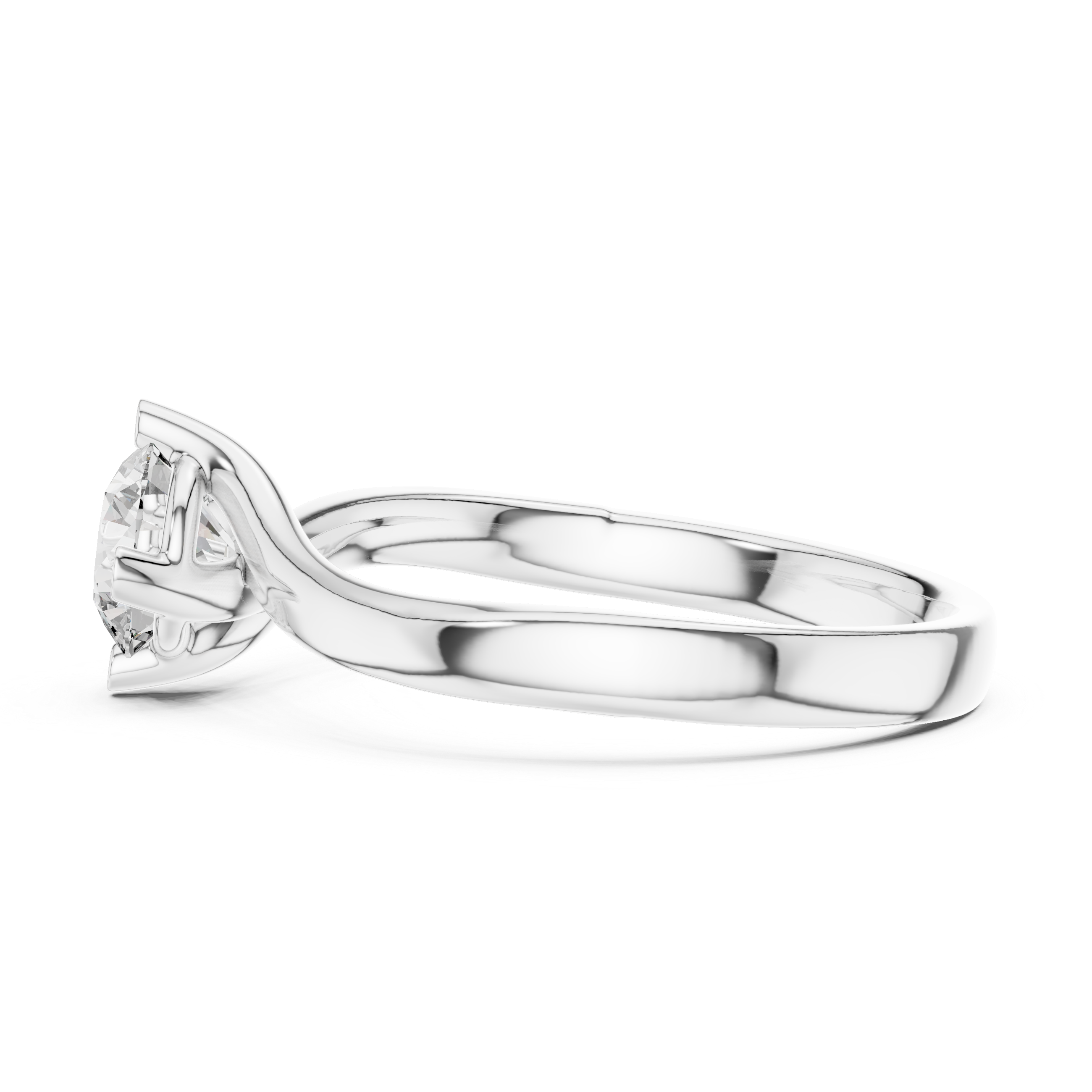 Round Cut Lab Grown Diamond "Twist" Bypass Engagement Ring – 925 Sterling Silver
