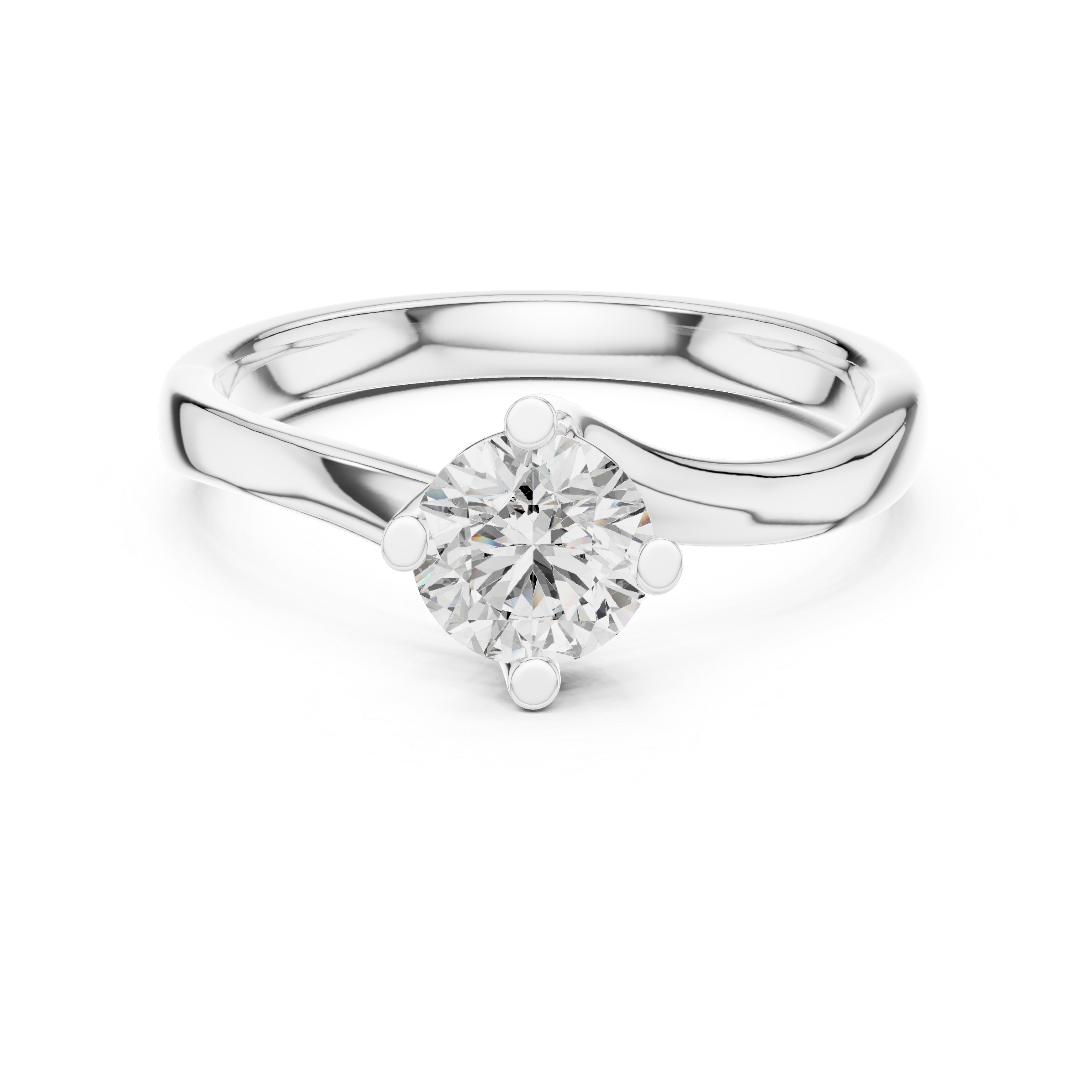 Round Cut Lab Grown Diamond "Twist" Bypass Engagement Ring – 925 Sterling Silver