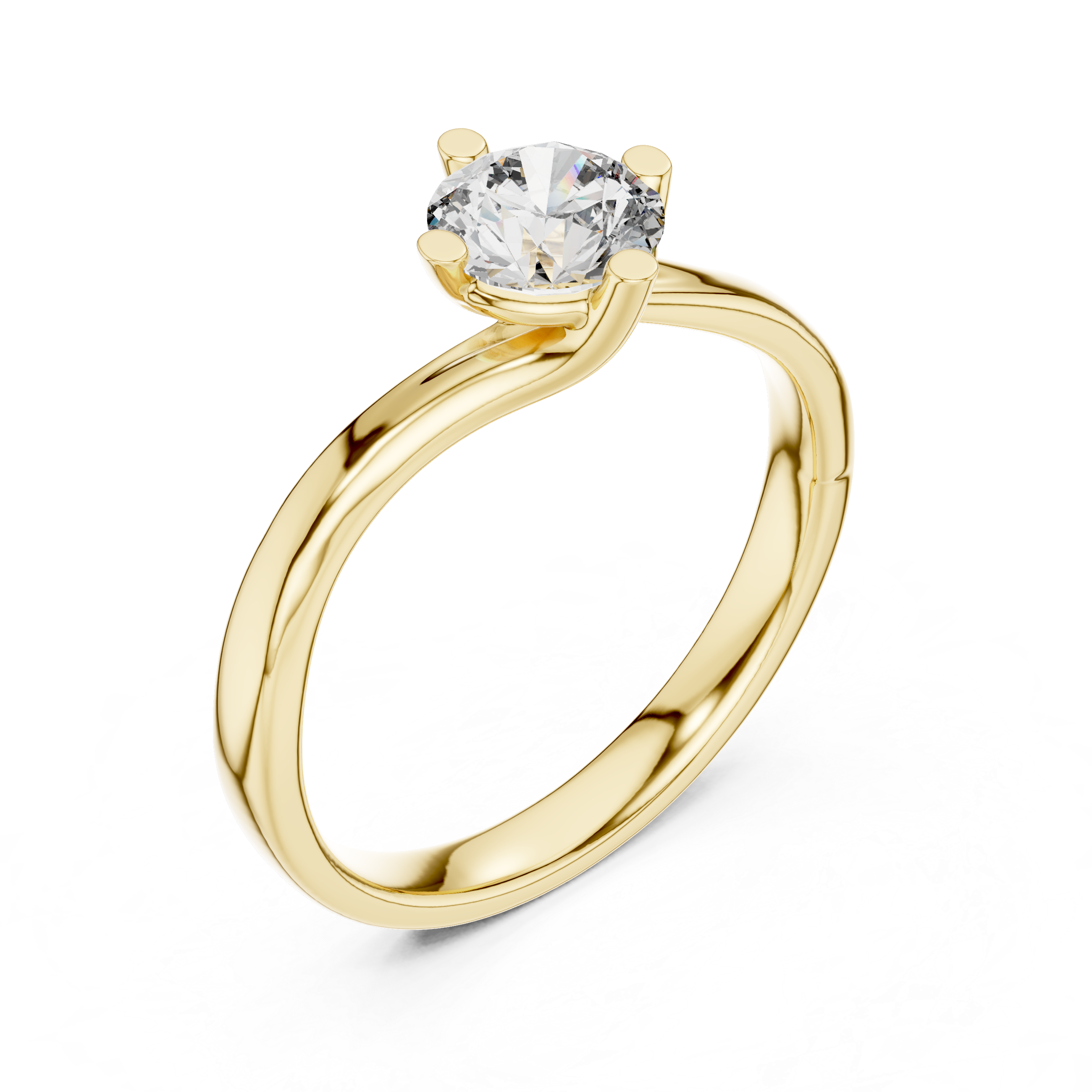 Round Cut Lab Grown Diamond "Twist" Bypass Engagement Ring – 925 Sterling Silver