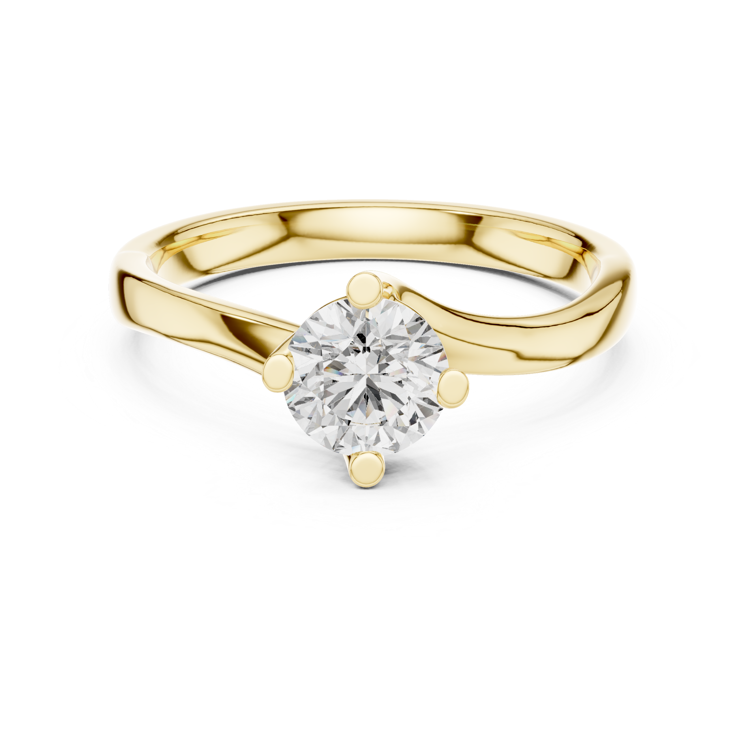 Round Cut Lab Grown Diamond "Twist" Bypass Engagement Ring – 925 Sterling Silver