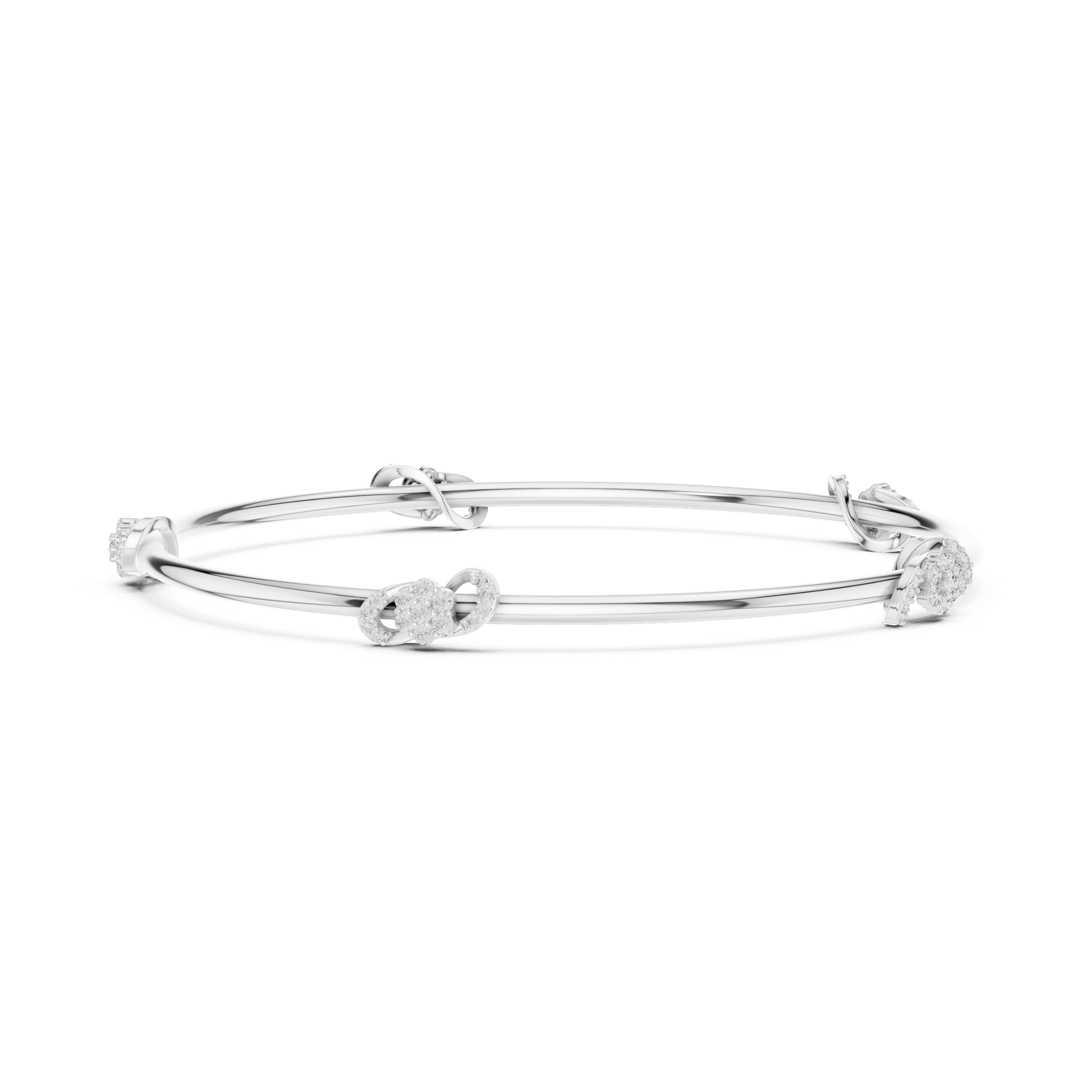 Floral Garden Cluster Orbit Lab-Grown Diamond Station Bangle in Sterling Silver