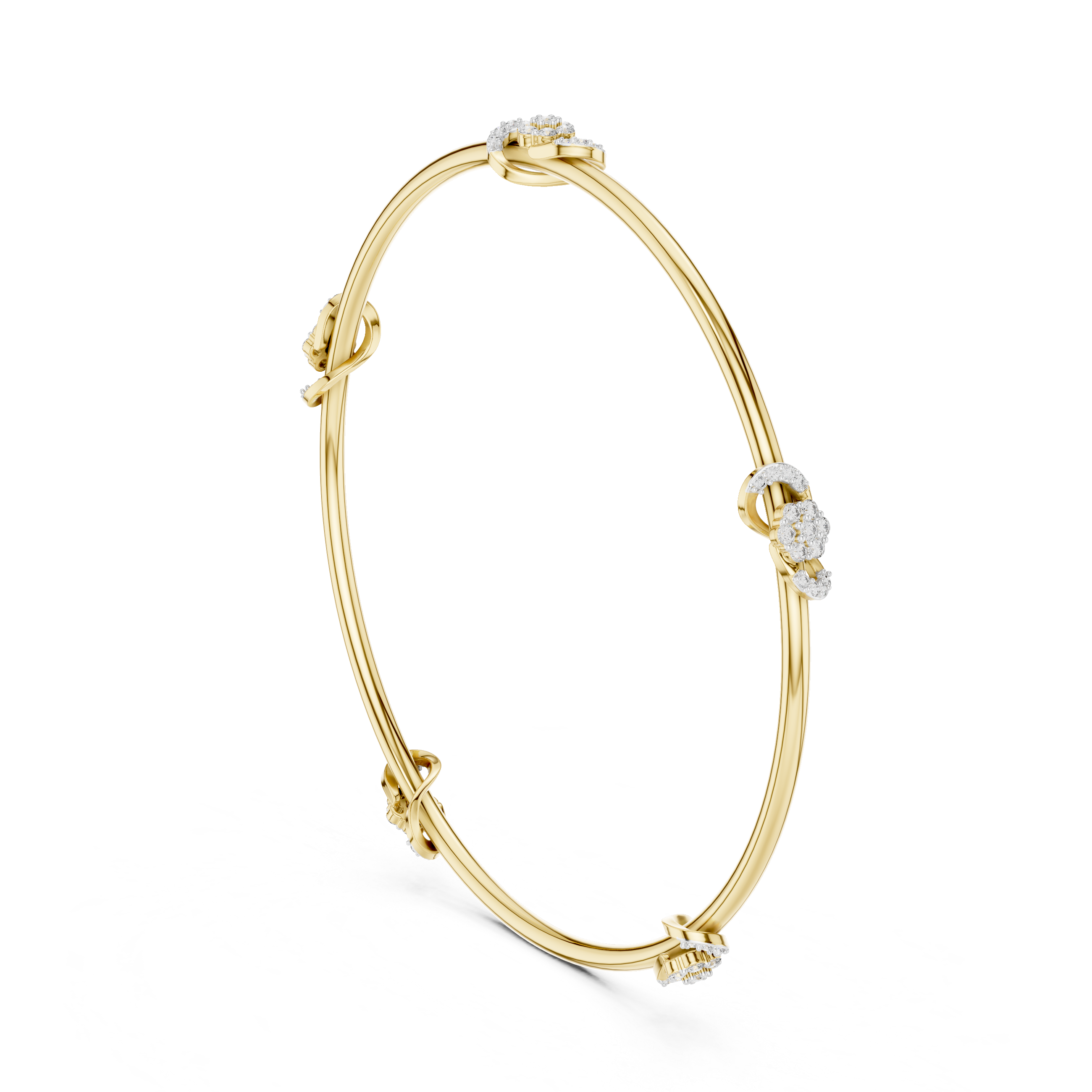 Floral Garden Cluster Orbit Lab-Grown Diamond Station Bangle in Sterling Silver