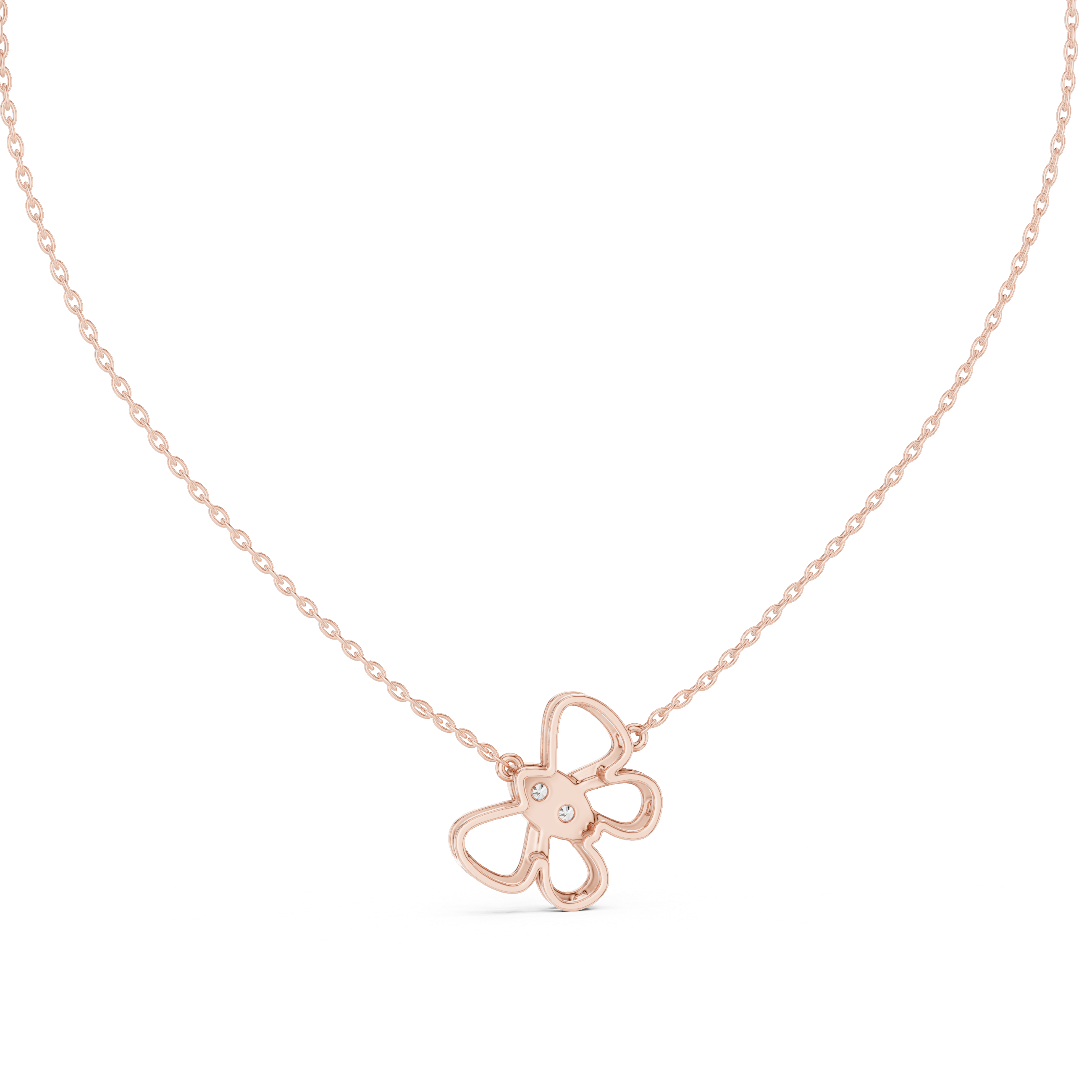 Lab-Grown Diamond Butterfly Bloom Pendant in Rose Gold Over Sterling Silver