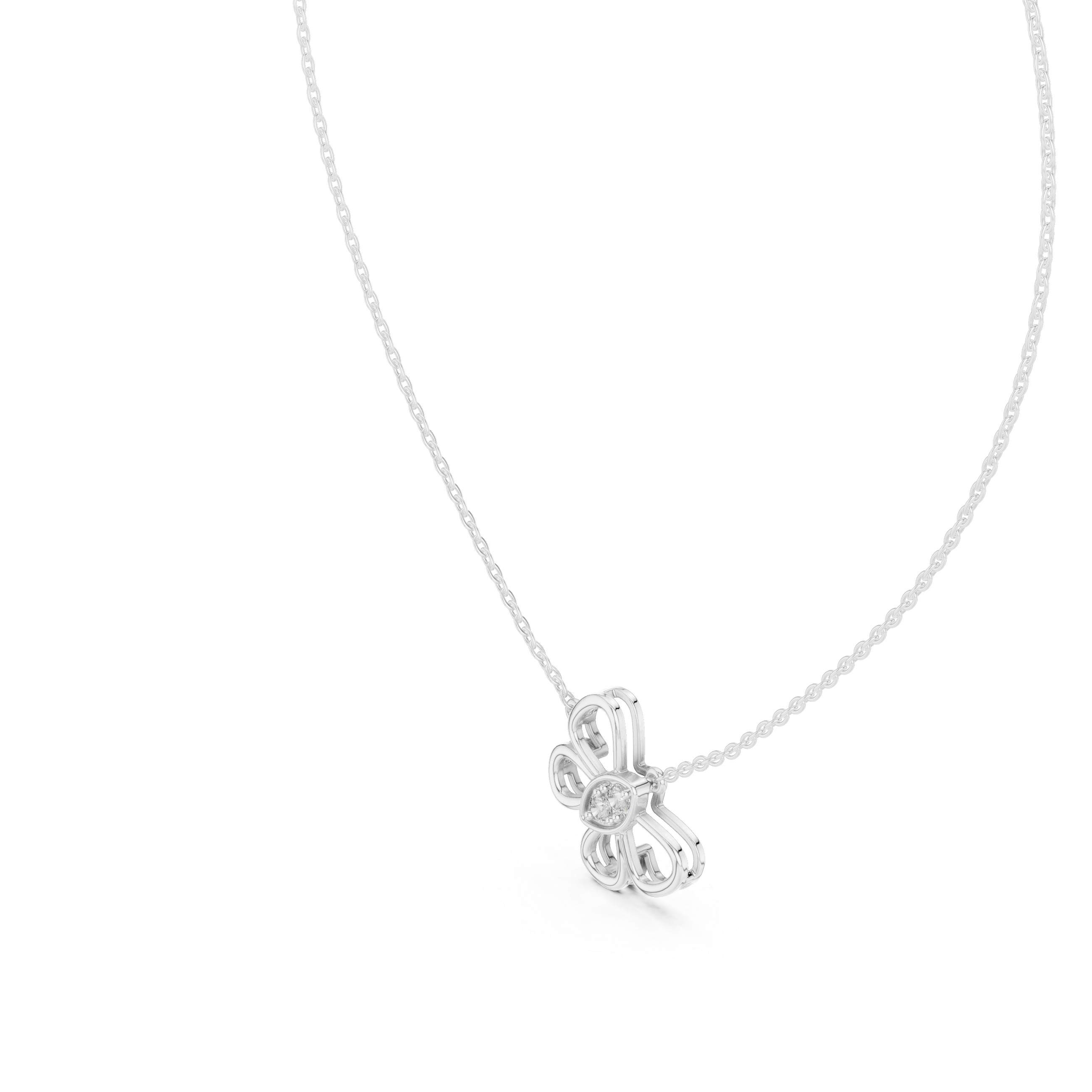 Lab-Grown Diamond Butterfly Bloom Pendant in Rose Gold Over Sterling Silver