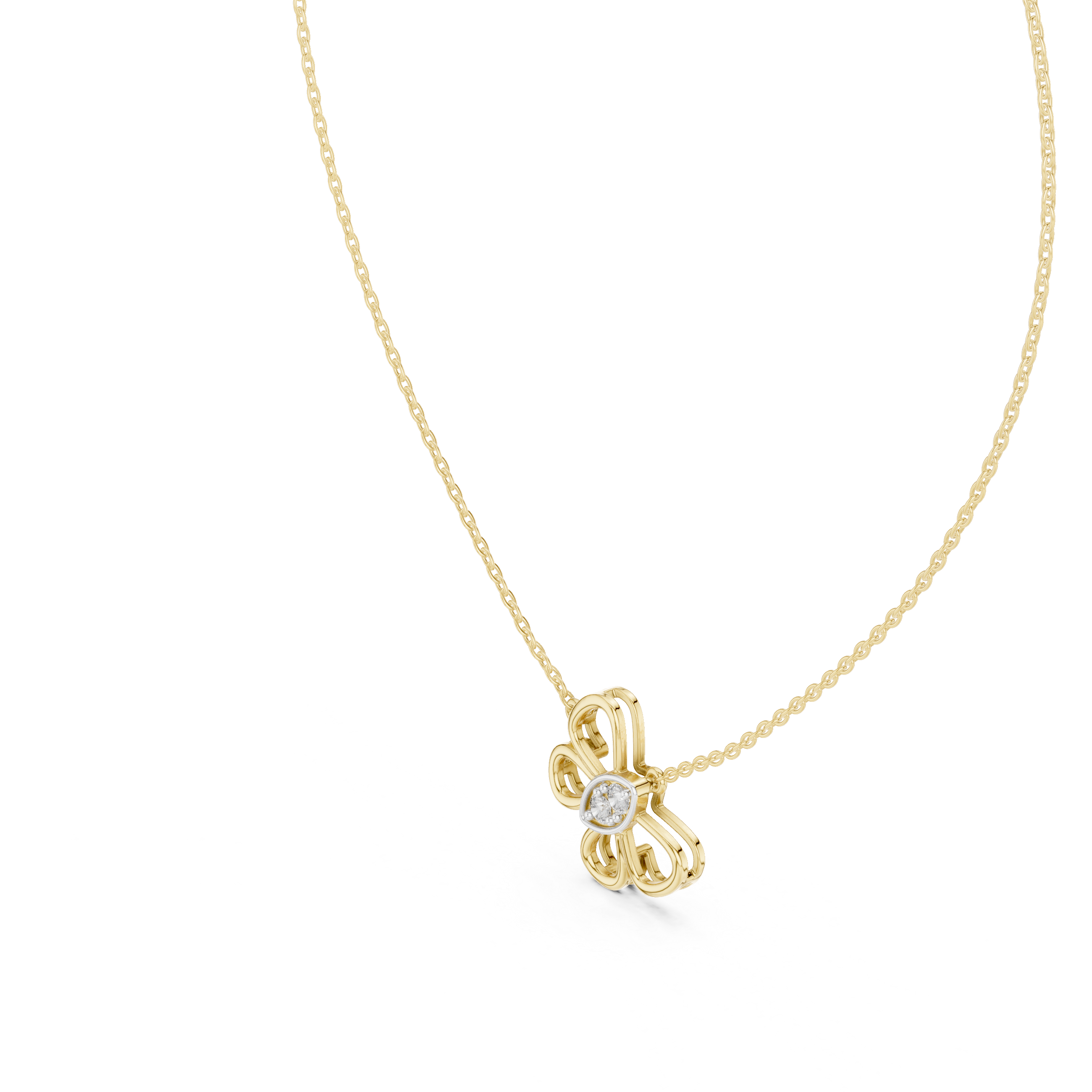 Lab-Grown Diamond Butterfly Bloom Pendant in Rose Gold Over Sterling Silver