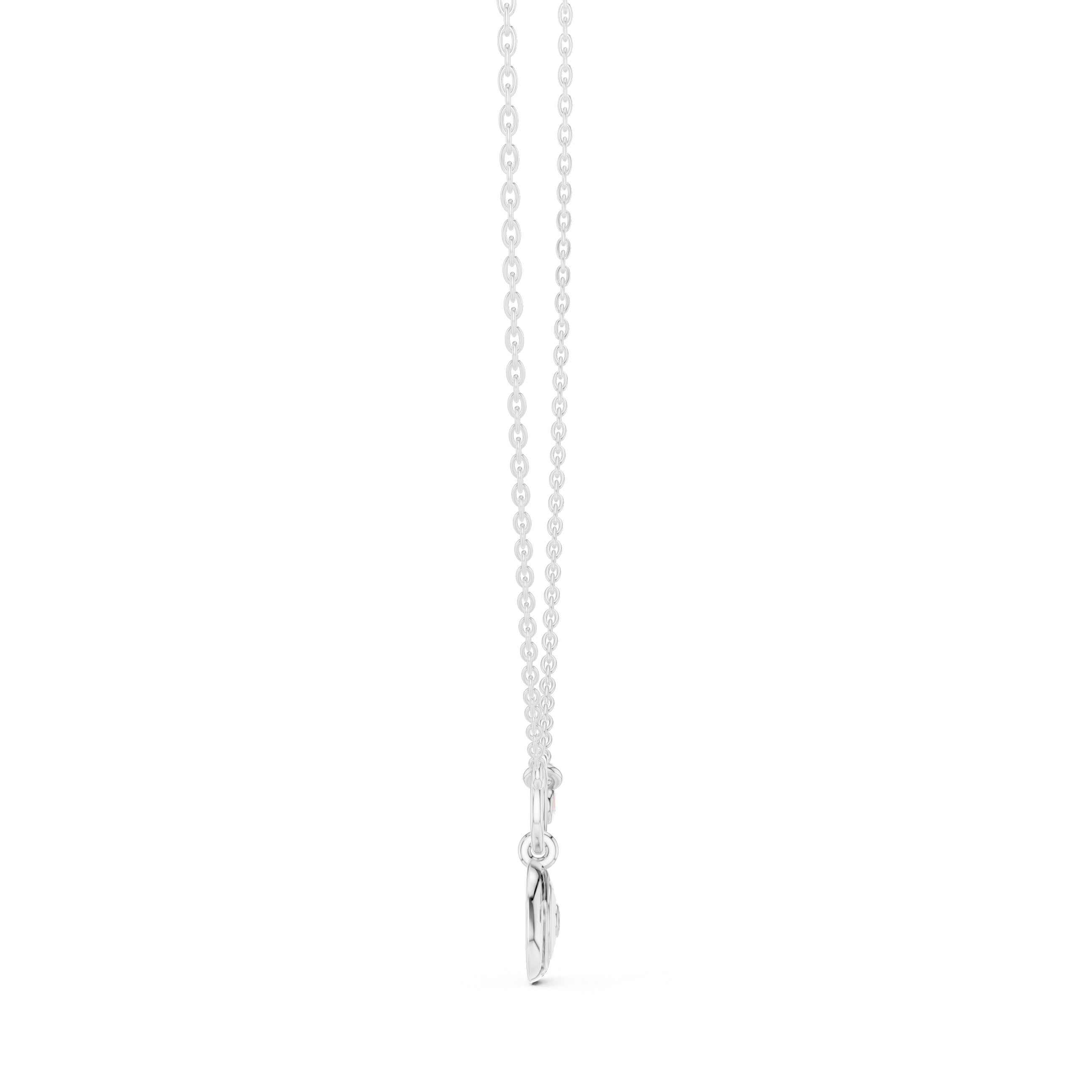 Lab-Grown Diamond Circular Evil Eye Pendant with Pink Heart Charm in Sterling Silver