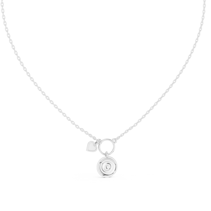 Lab-Grown Diamond Circular Evil Eye Pendant with Pink Heart Charm in Sterling Silver