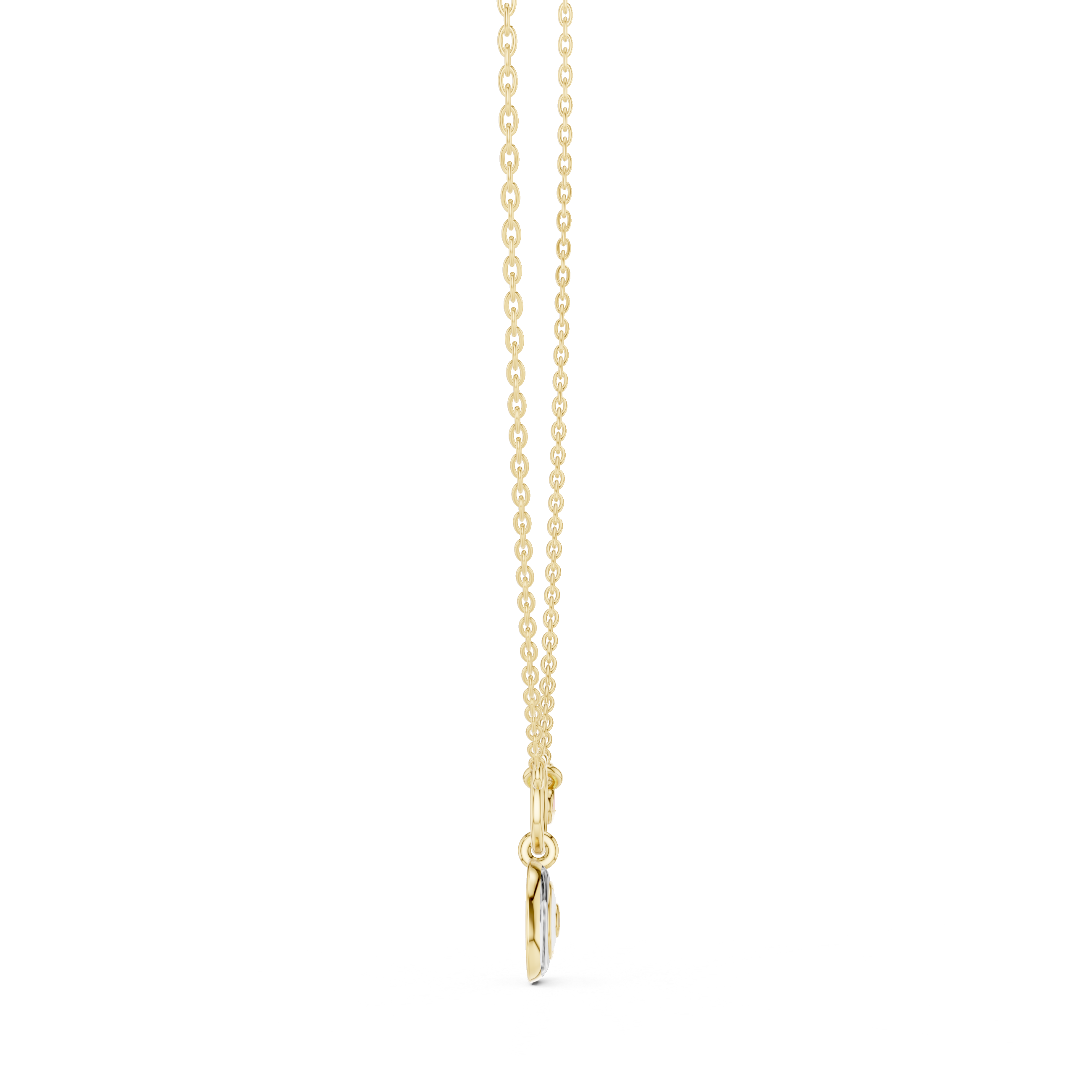 Lab-Grown Diamond Circular Evil Eye Pendant with Pink Heart Charm in Sterling Silver