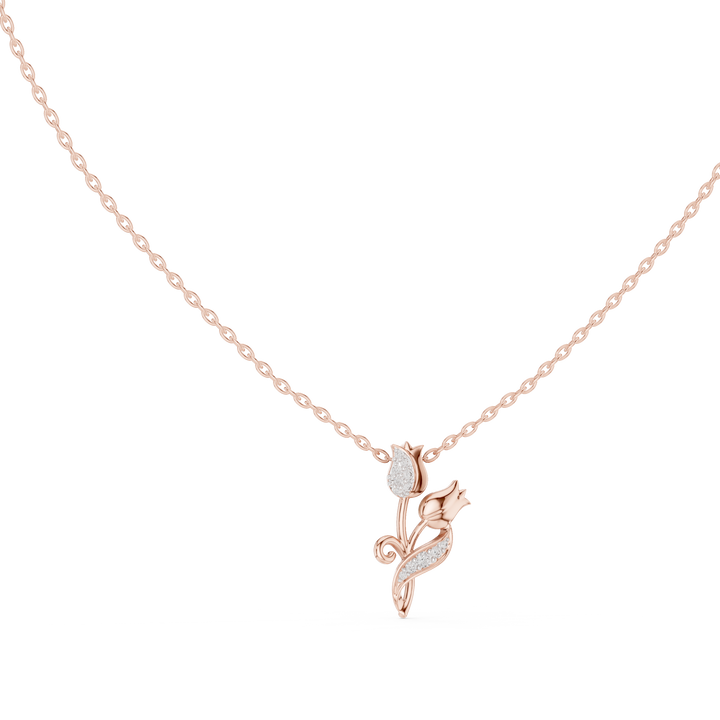 Lab-Grown Diamond Twin Tulip Pendant in Rose Gold over Sterling Silver