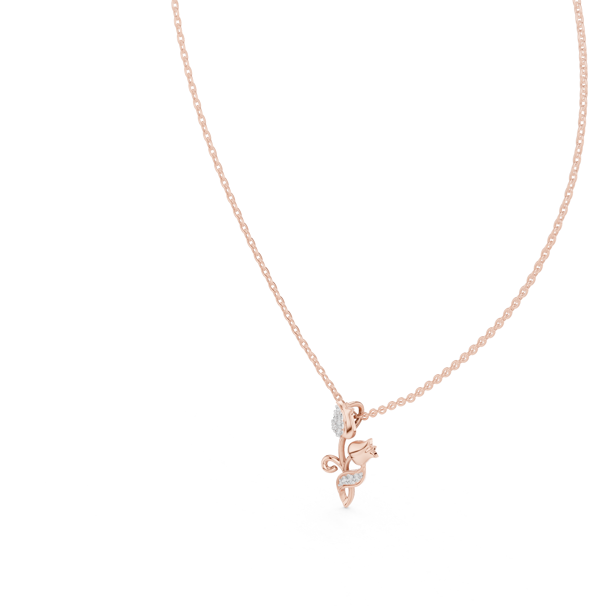 Lab-Grown Diamond Twin Tulip Pendant in Rose Gold over Sterling Silver