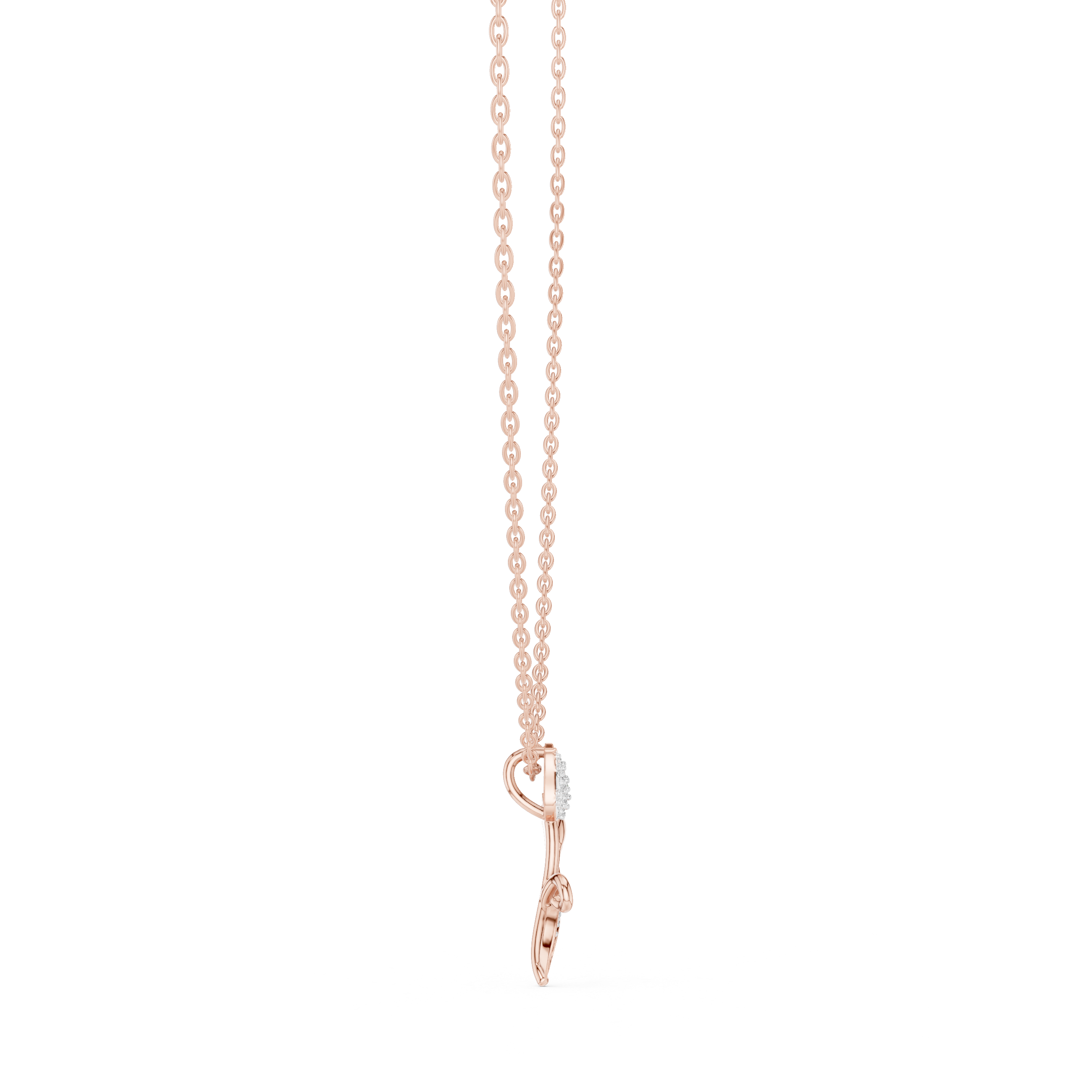 Lab-Grown Diamond Twin Tulip Pendant in Rose Gold over Sterling Silver