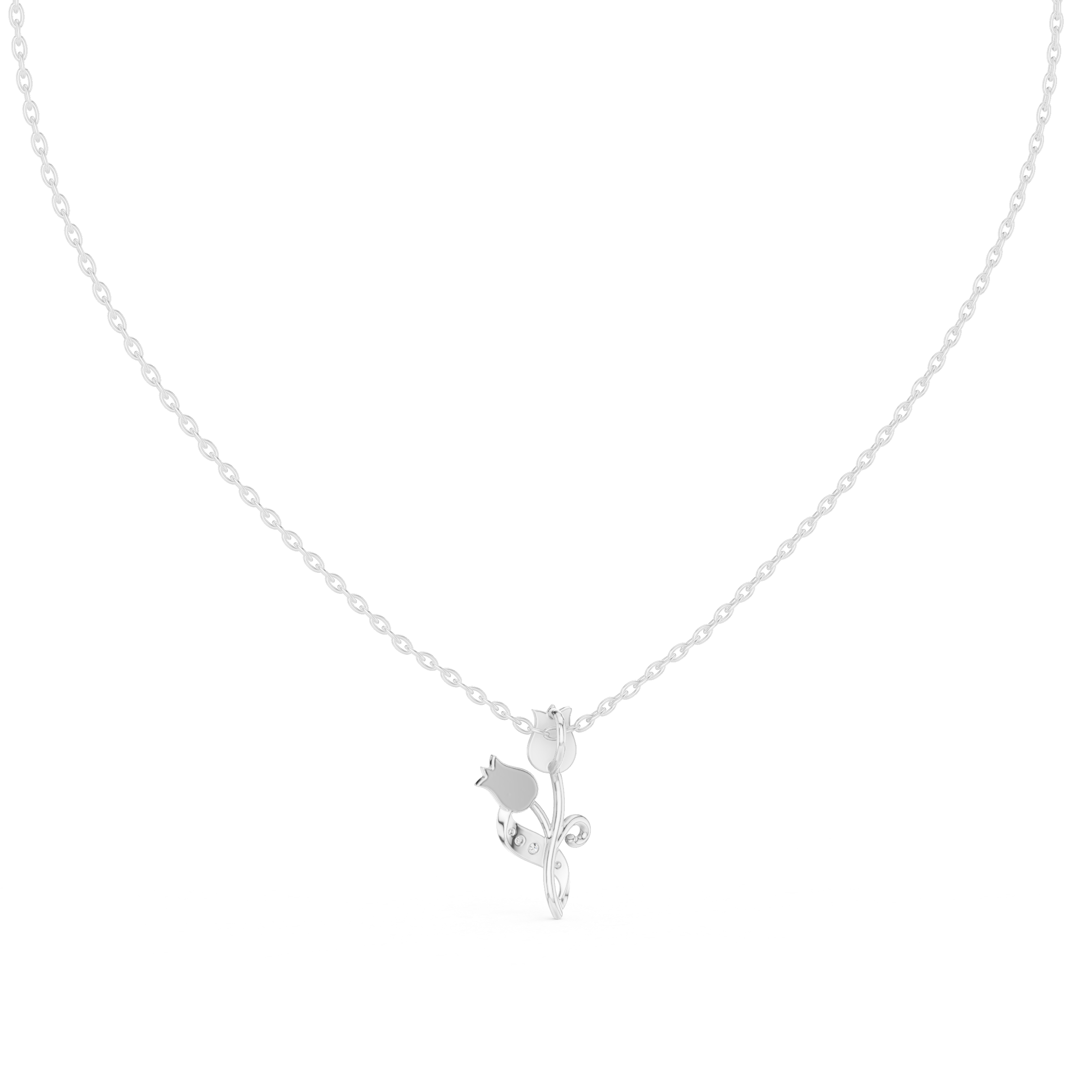 Lab-Grown Diamond Twin Tulip Pendant in Rose Gold over Sterling Silver