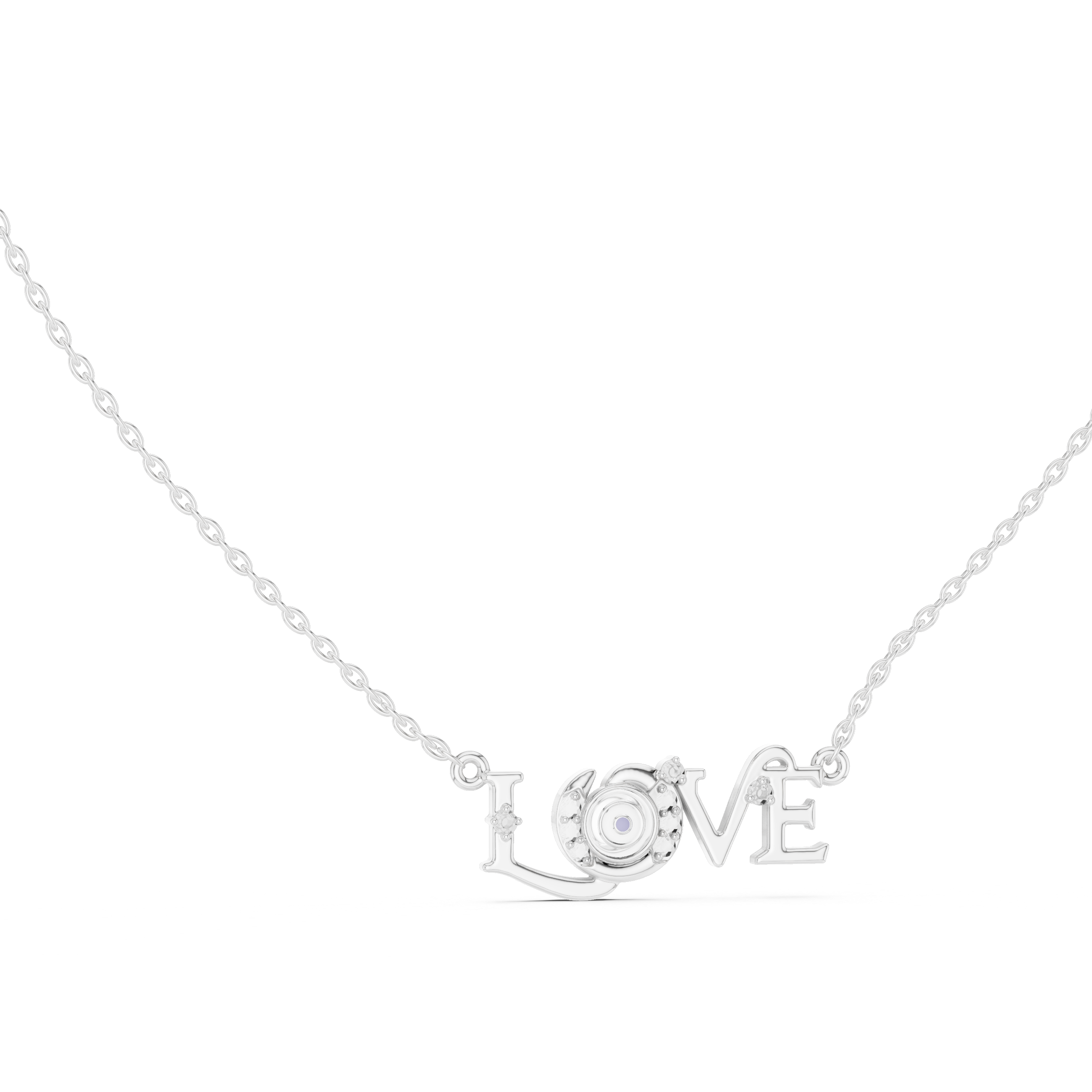 Lab-Grown Diamond "LOVE" Evil Eye Pendant in Sterling Silver