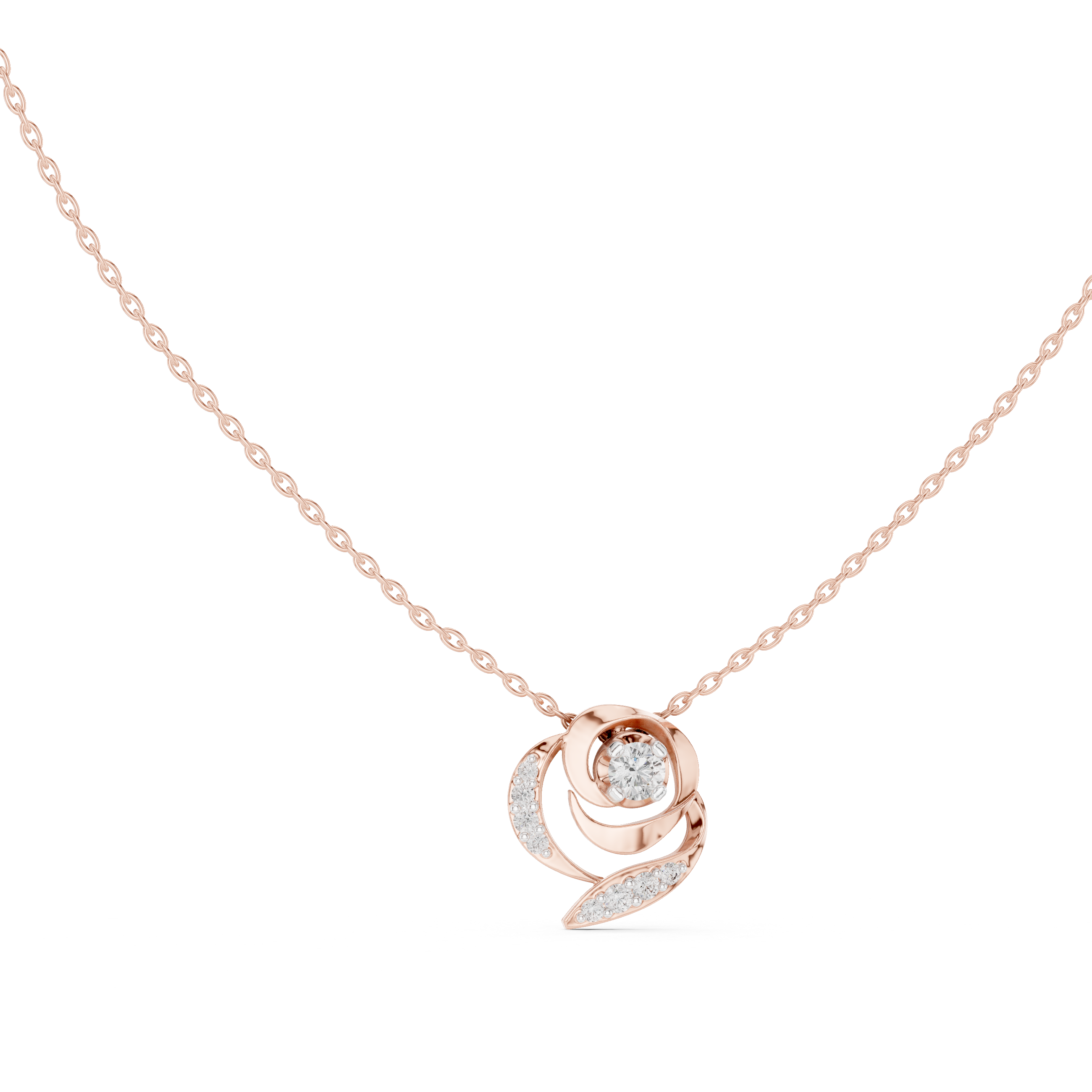 Lab-Grown Diamond Rose Swirl Pendant in Sterling Silver