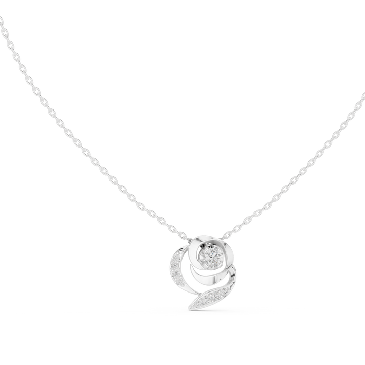 Lab-Grown Diamond Rose Swirl Pendant in Sterling Silver