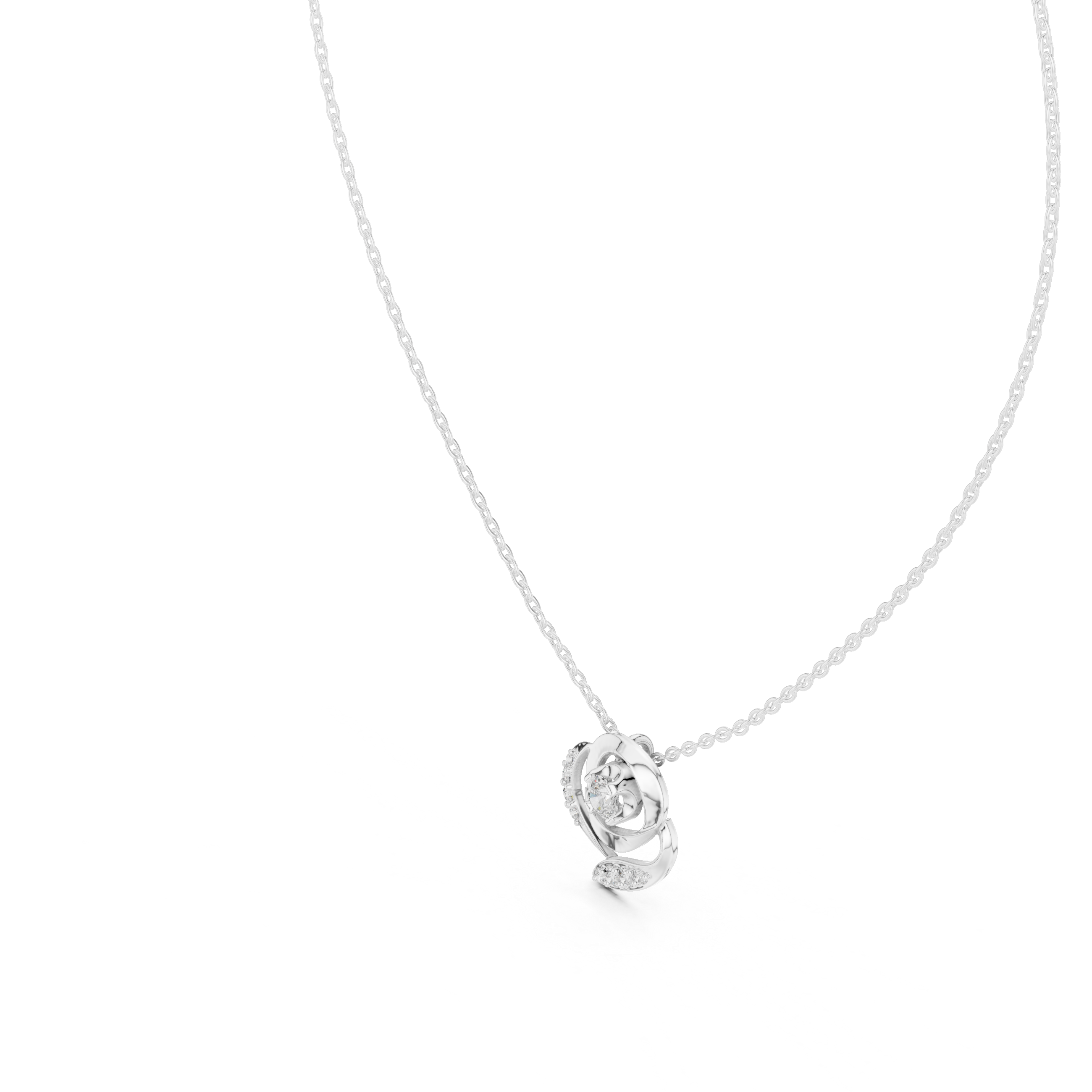 Lab-Grown Diamond Rose Swirl Pendant in Sterling Silver