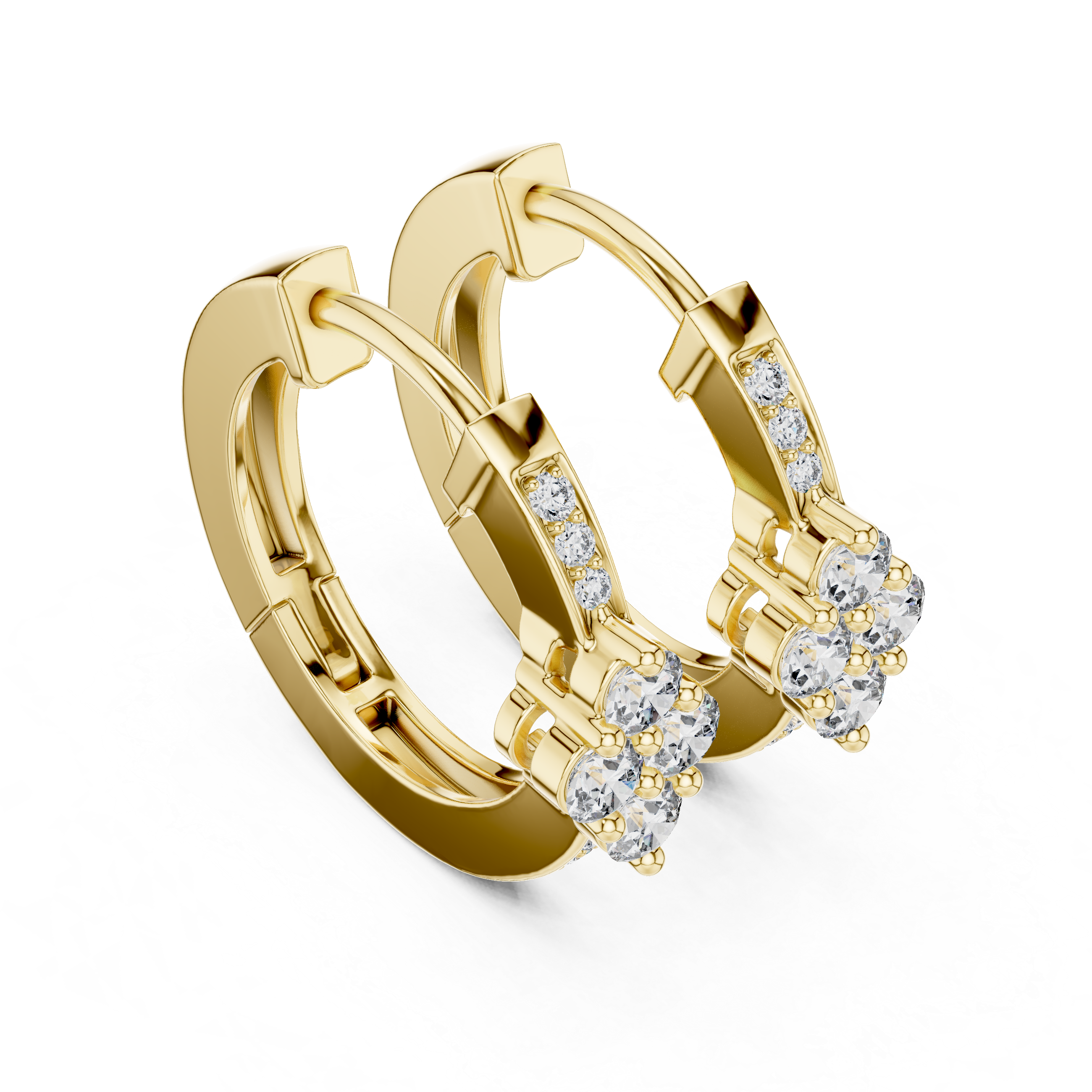 Eternal Bloom: Lab-Grown Diamond Quatrefoil Silver Huggie Hoops