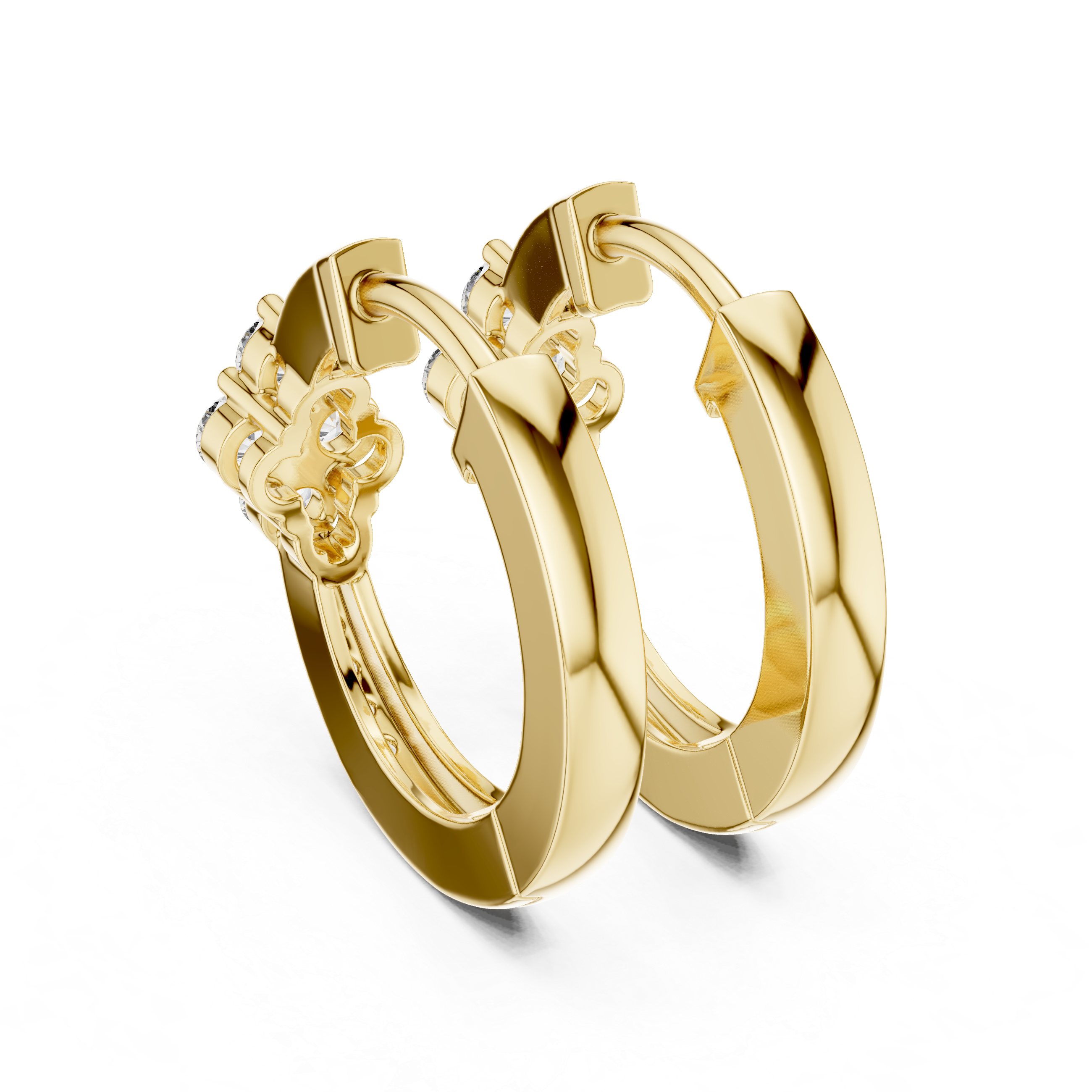 Eternal Bloom: Lab-Grown Diamond Quatrefoil Silver Huggie Hoops