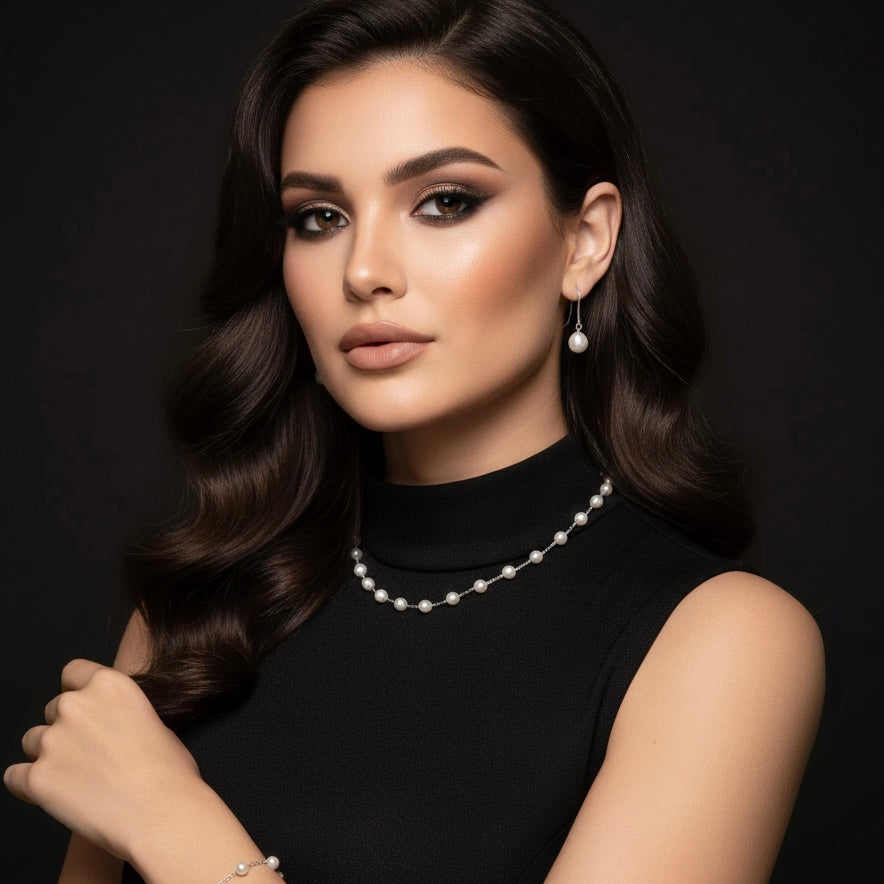 Moti Double Line Necklace