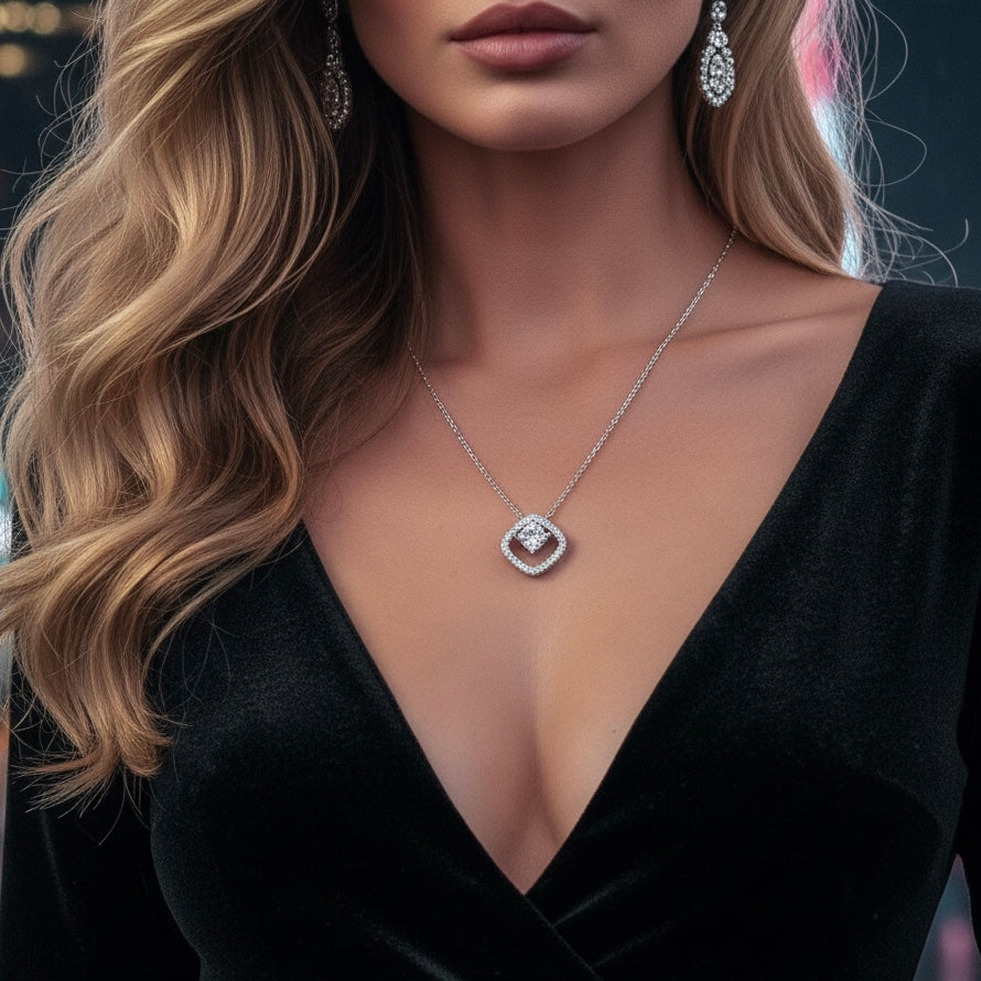 Cushion Diamond Necklace