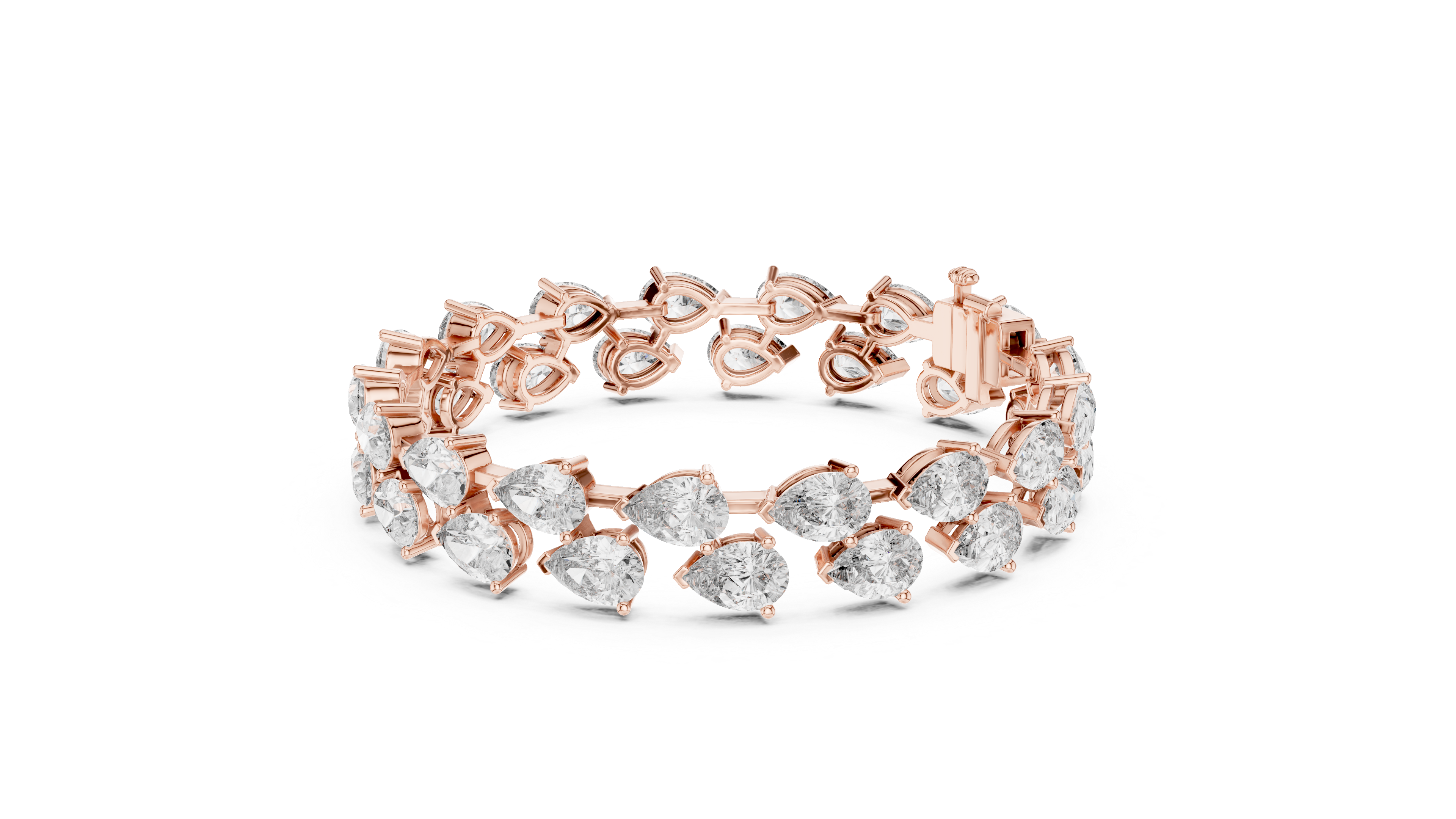 Double-Row Pear Cut Lab-Grown Diamond Statement Bracelet in Sterling Silver