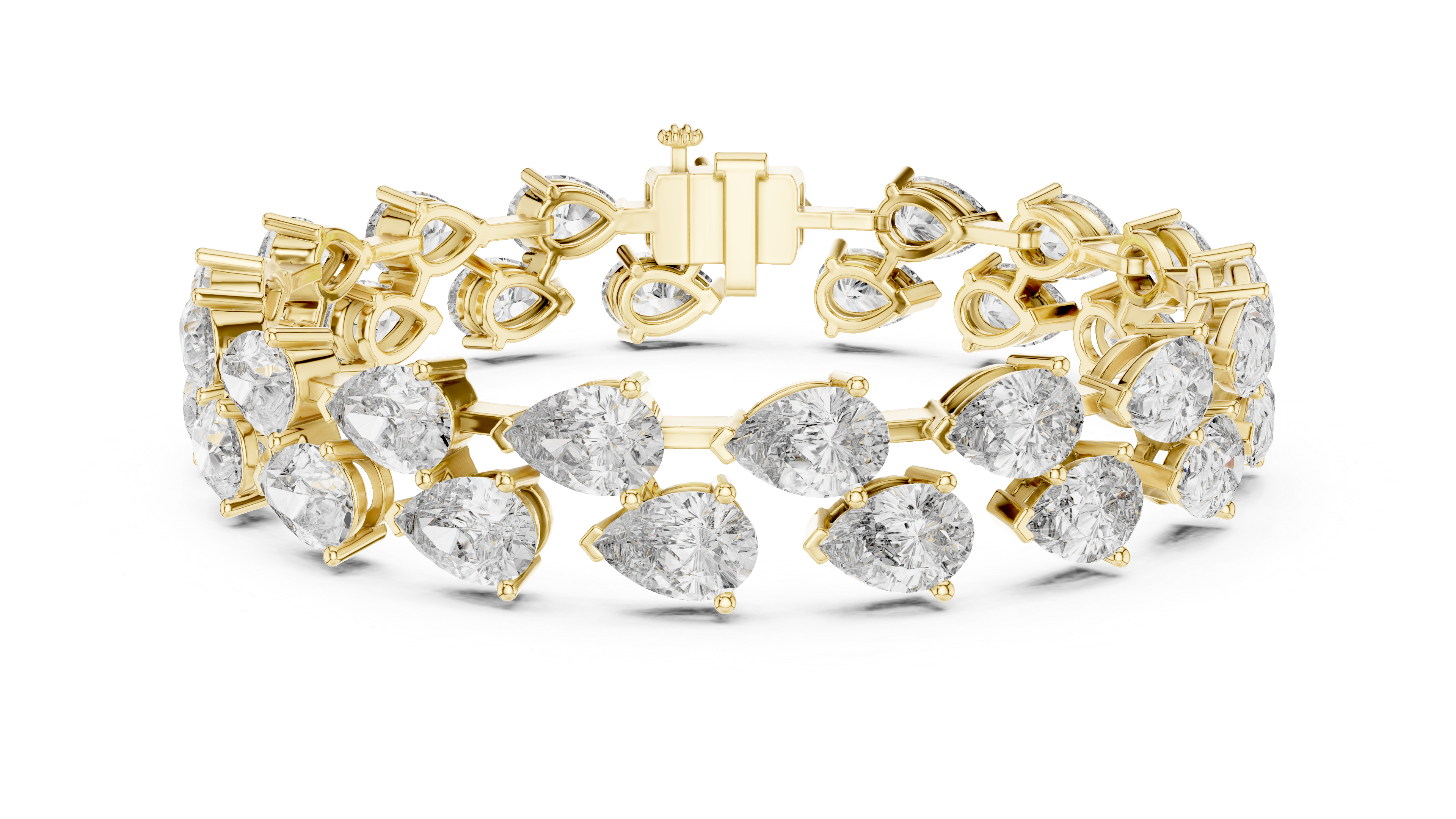 Double-Row Pear Cut Lab-Grown Diamond Statement Bracelet in Sterling Silver