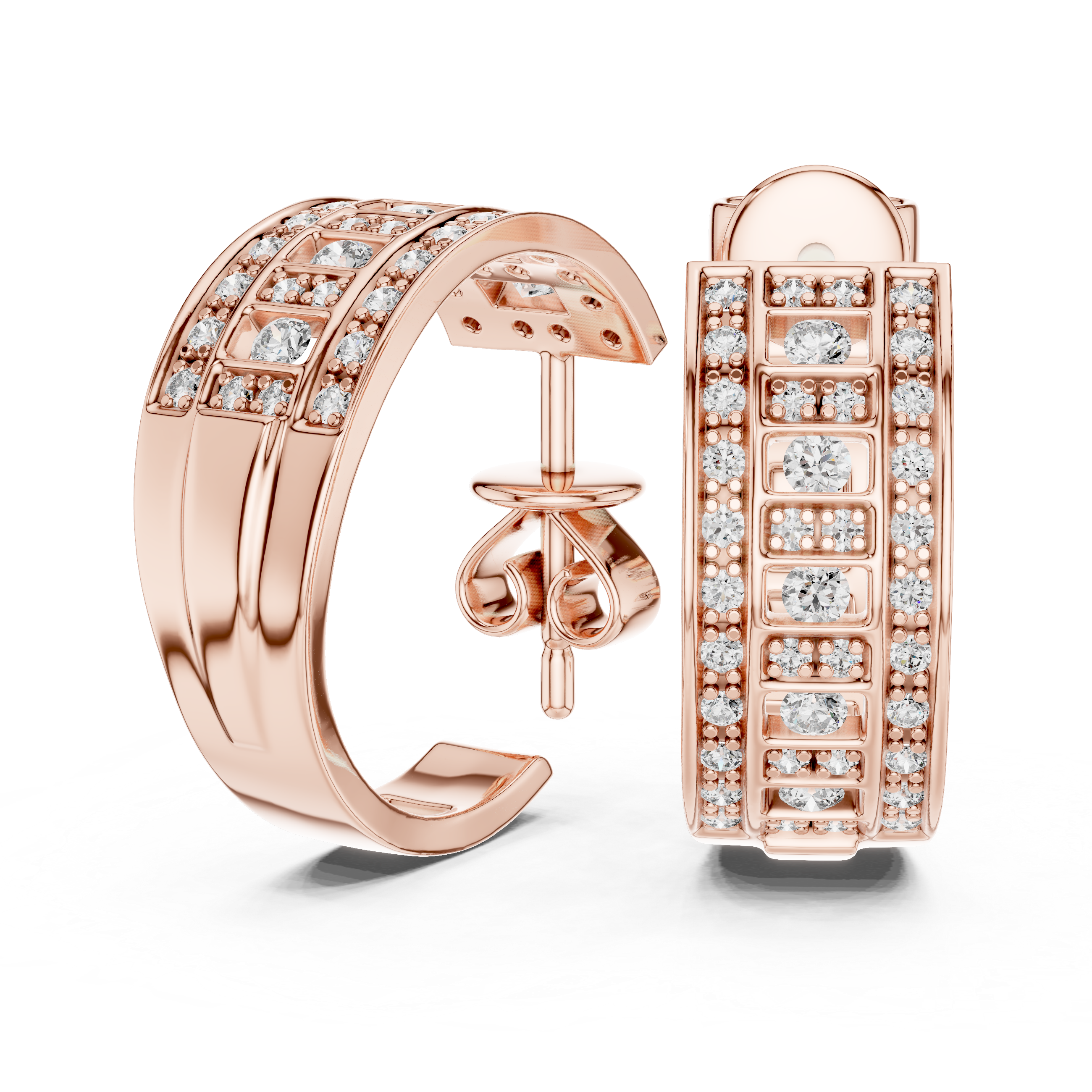 Lab-Grown Diamond Multi-Stone Wide Hoop Earrings | .925 Silver