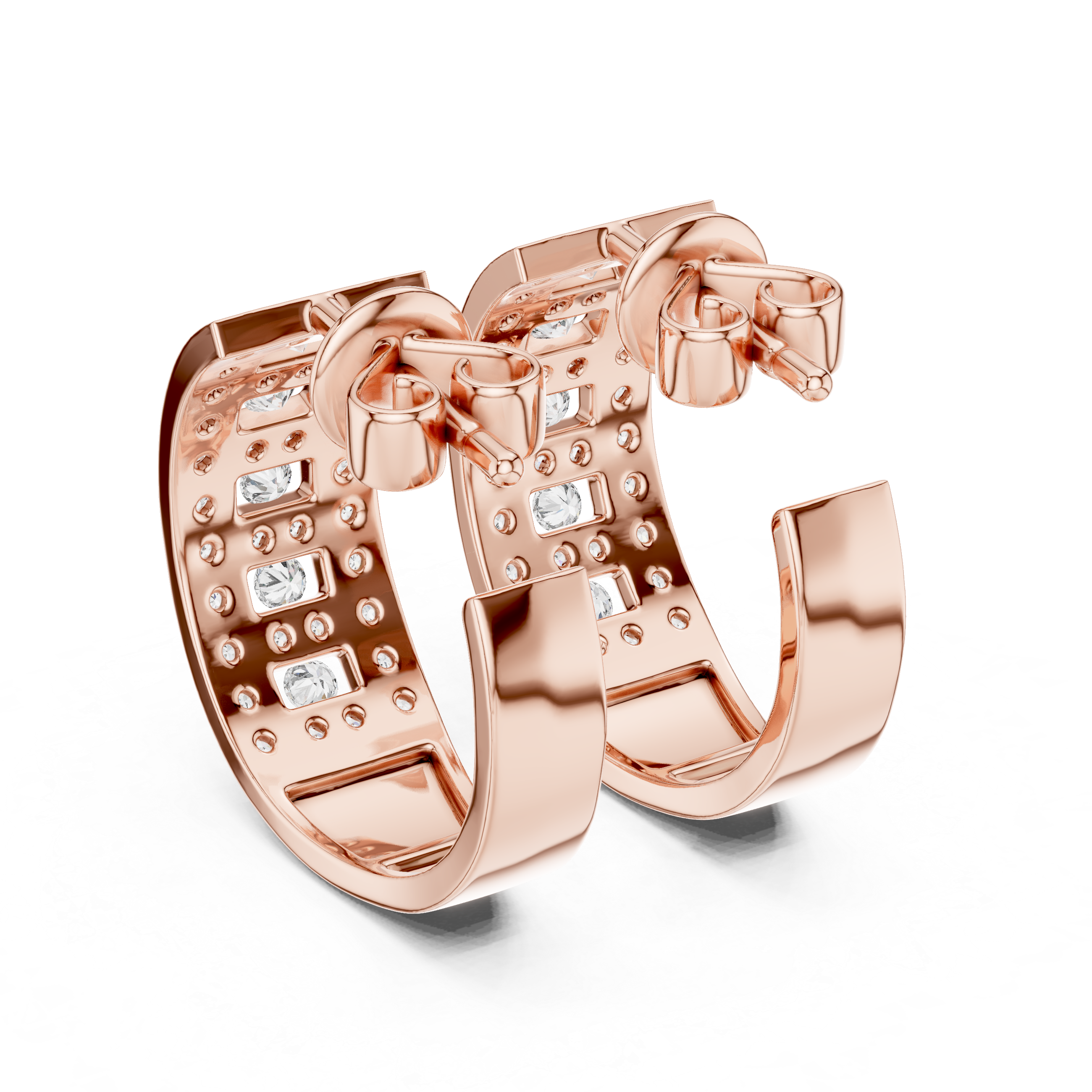 Lab-Grown Diamond Multi-Stone Wide Hoop Earrings | .925 Silver