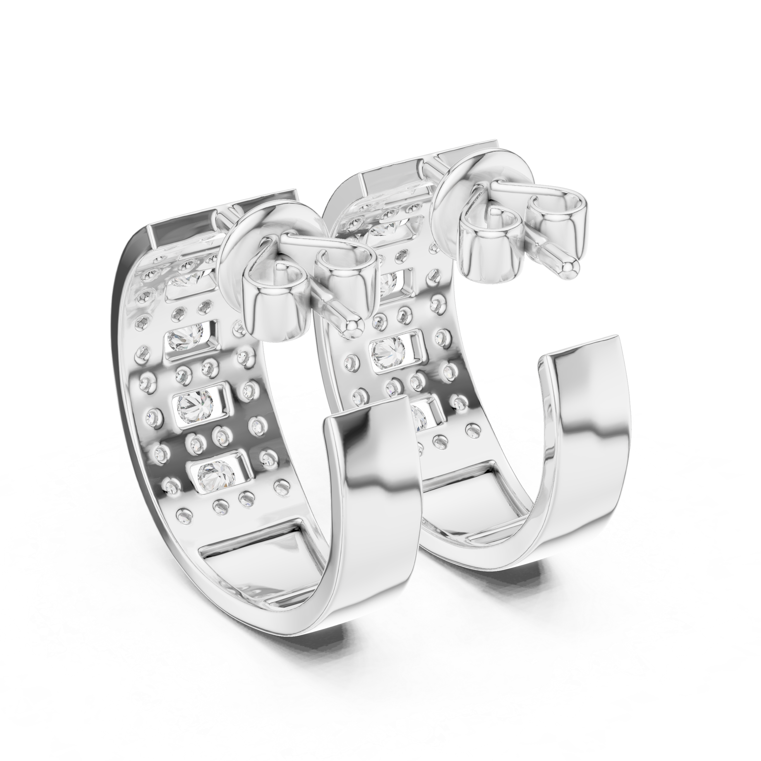 Lab-Grown Diamond Multi-Stone Wide Hoop Earrings | .925 Silver