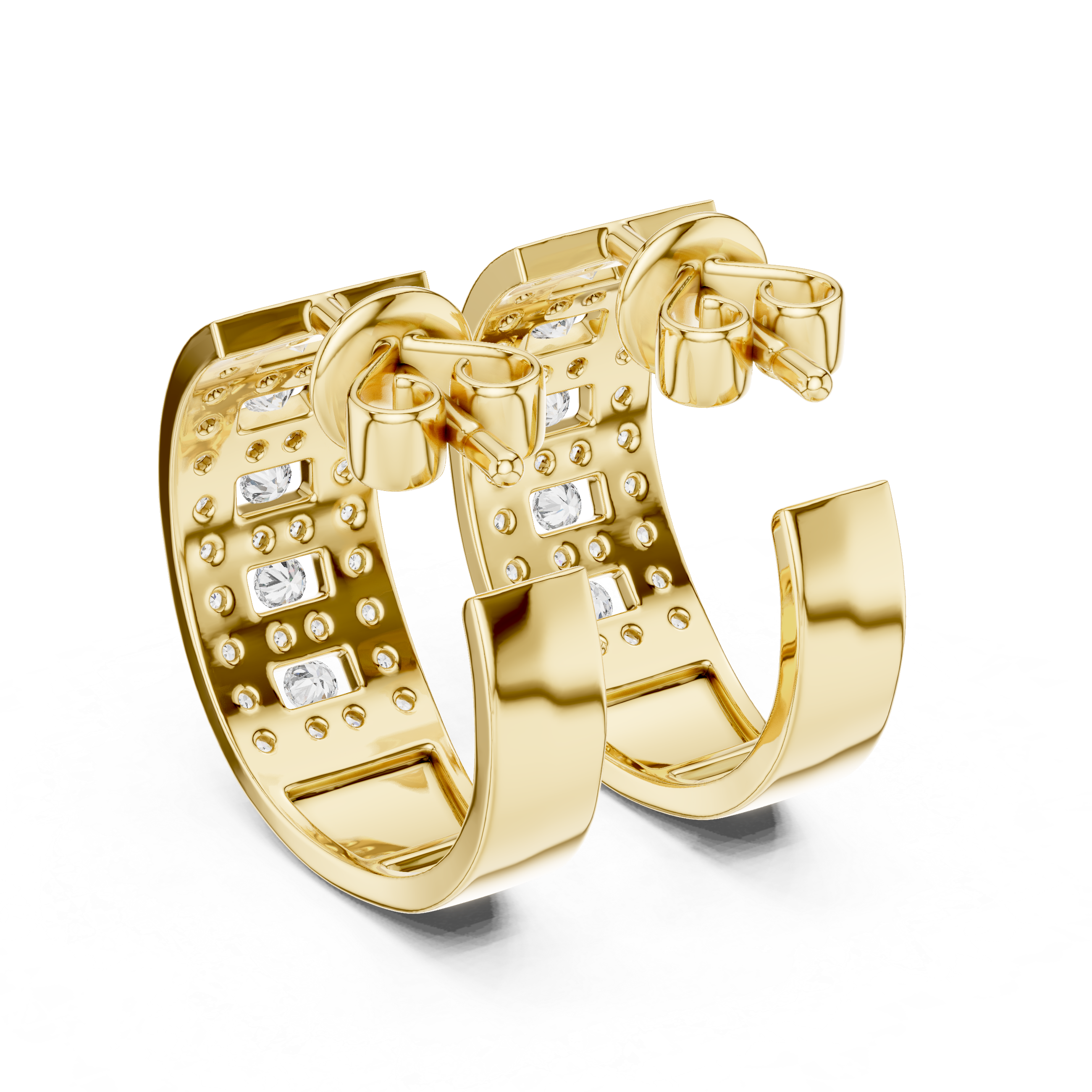 Lab-Grown Diamond Multi-Stone Wide Hoop Earrings | .925 Silver