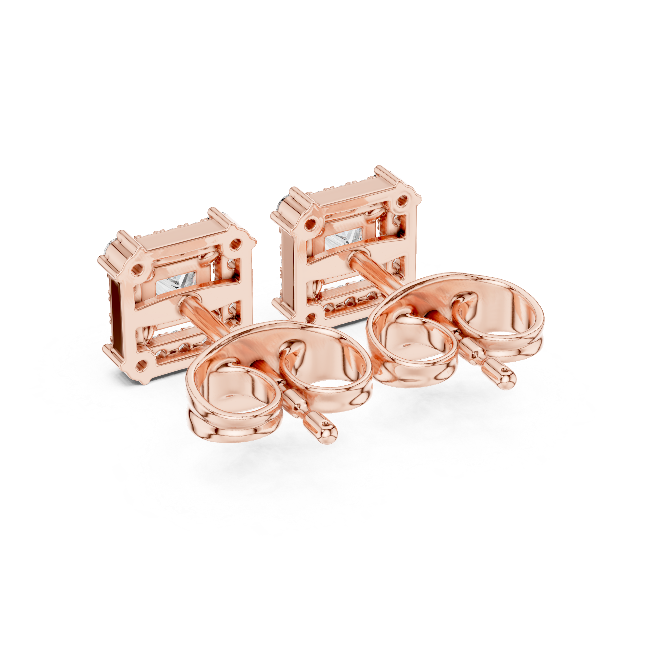 Lab-Grown Diamond Princess-Cut Halo Stud Earrings in Sterling Silver (1.00 ctw)