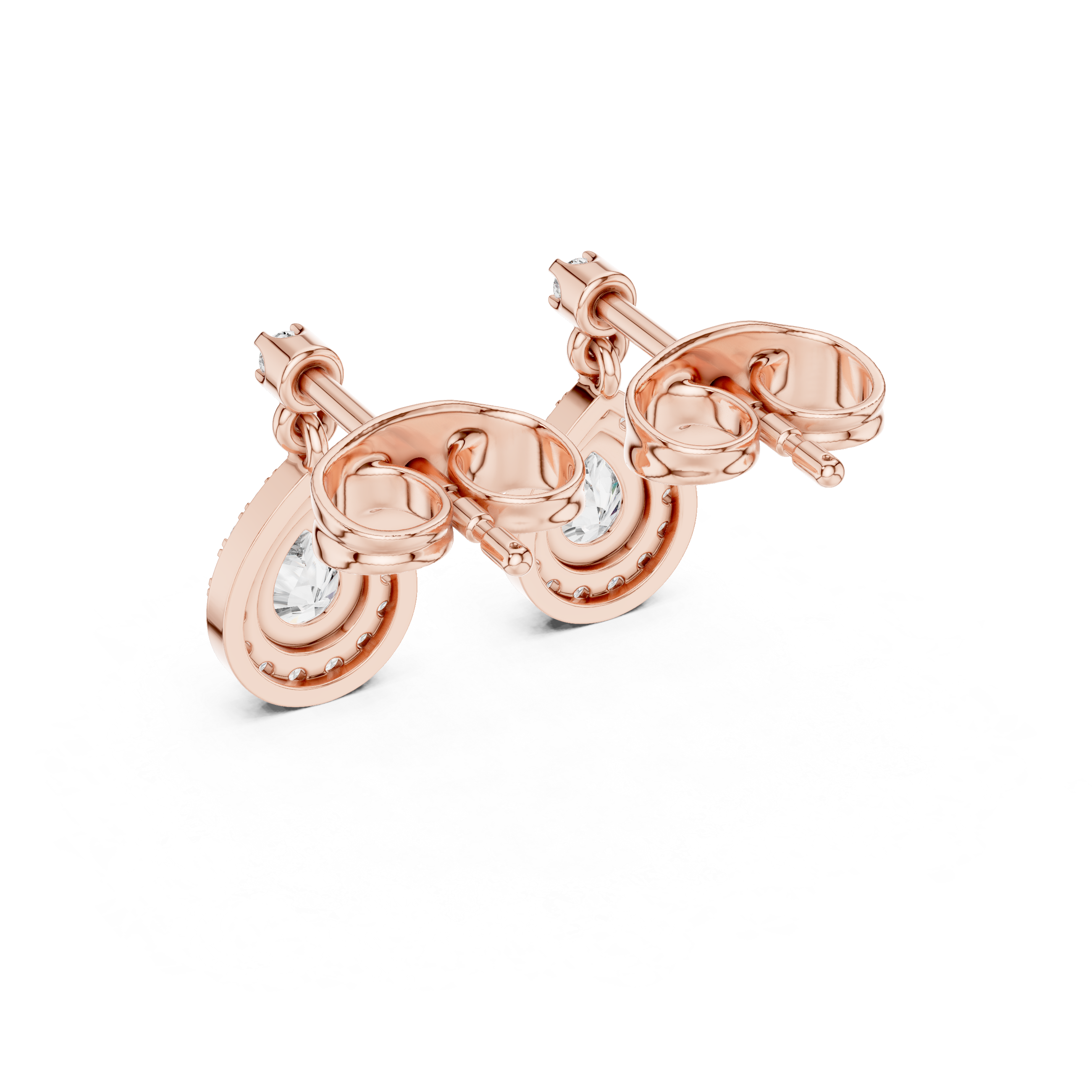 Dainty Pear-Cut Lab-Grown Diamond Halo Drop Earrings in Sterling Silver