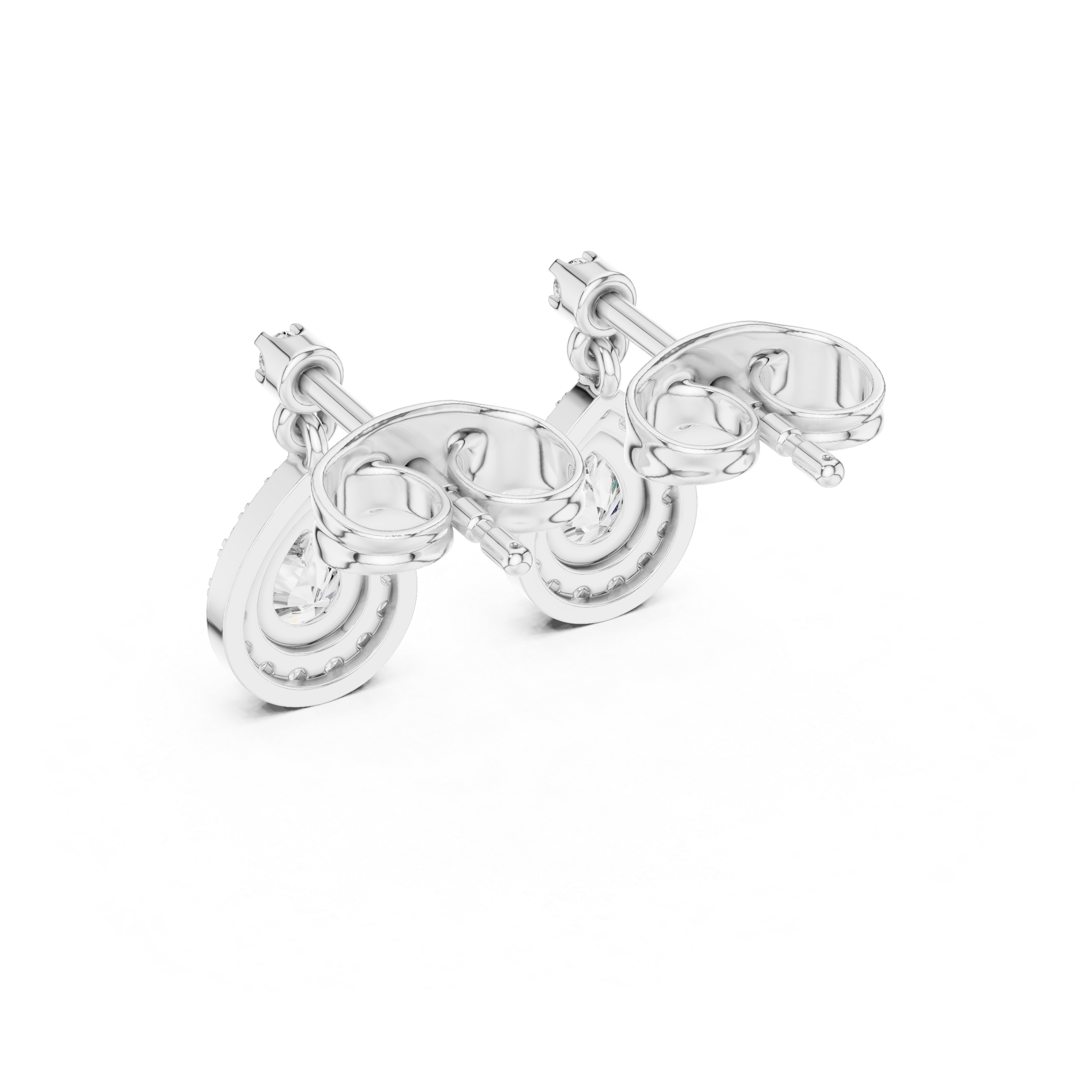 Dainty Pear-Cut Lab-Grown Diamond Halo Drop Earrings in Sterling Silver