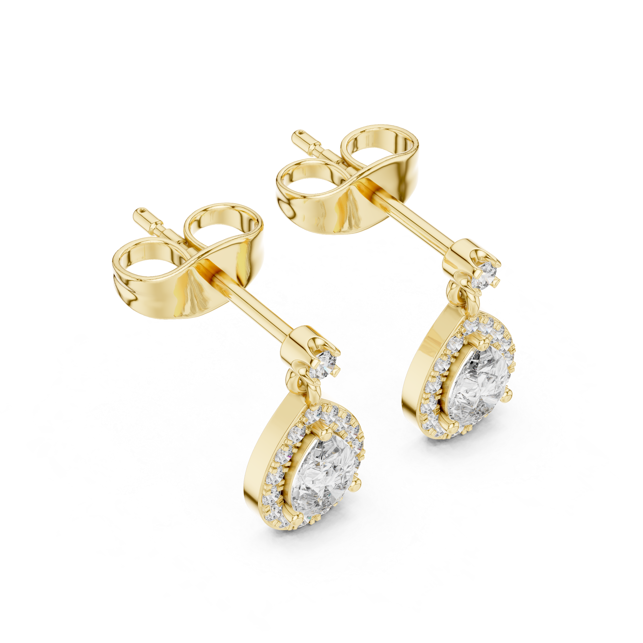 Dainty Pear-Cut Lab-Grown Diamond Halo Drop Earrings in Sterling Silver