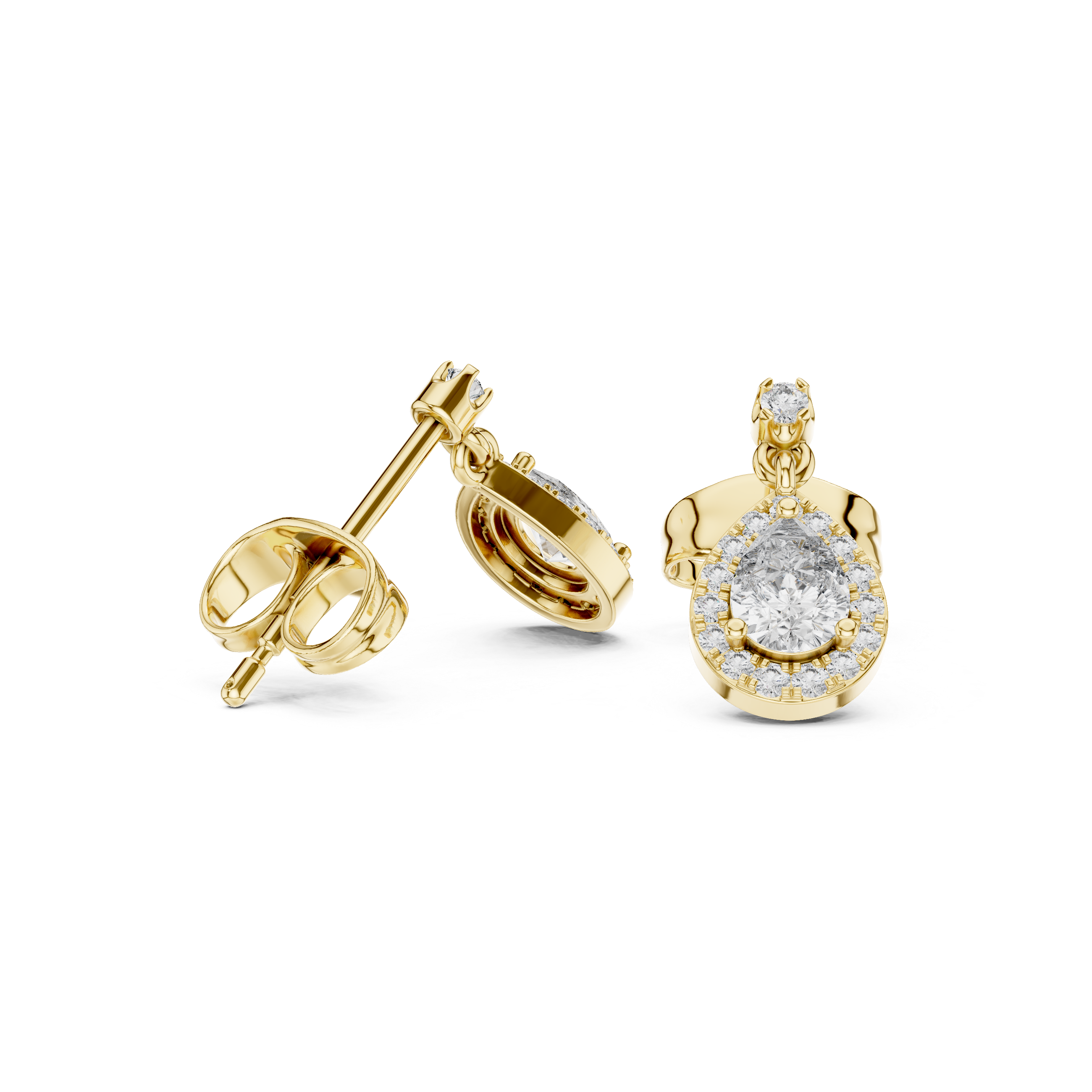 Dainty Pear-Cut Lab-Grown Diamond Halo Drop Earrings in Sterling Silver